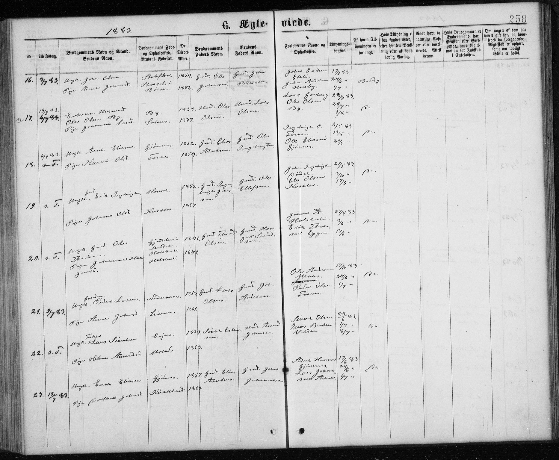 Ministerialprotokoller, klokkerbøker og fødselsregistre - Sør-Trøndelag, AV/SAT-A-1456/668/L0817: Parish register (copy) no. 668C06, 1873-1884, p. 258