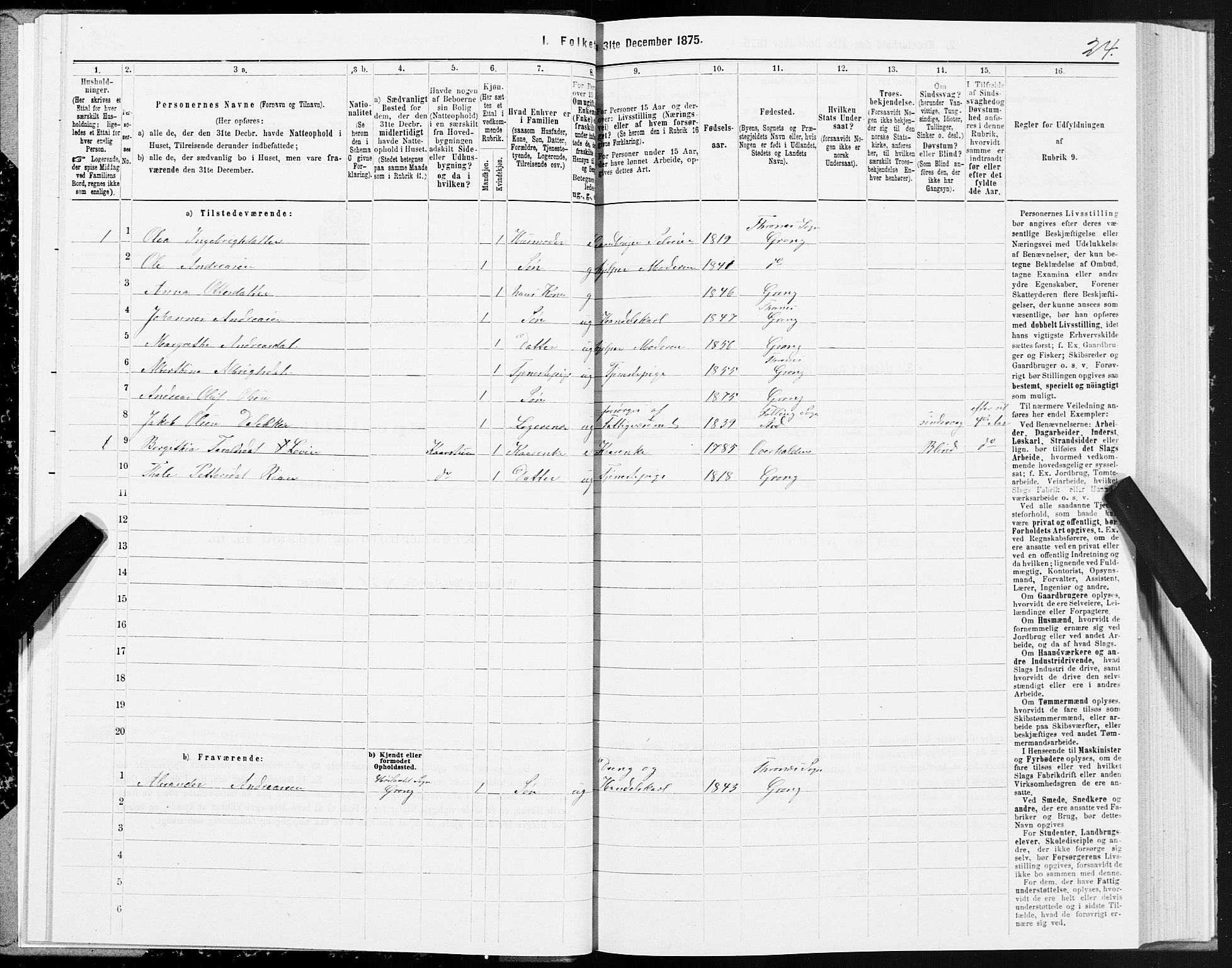SAT, 1875 census for 1742P Grong, 1875, p. 1024