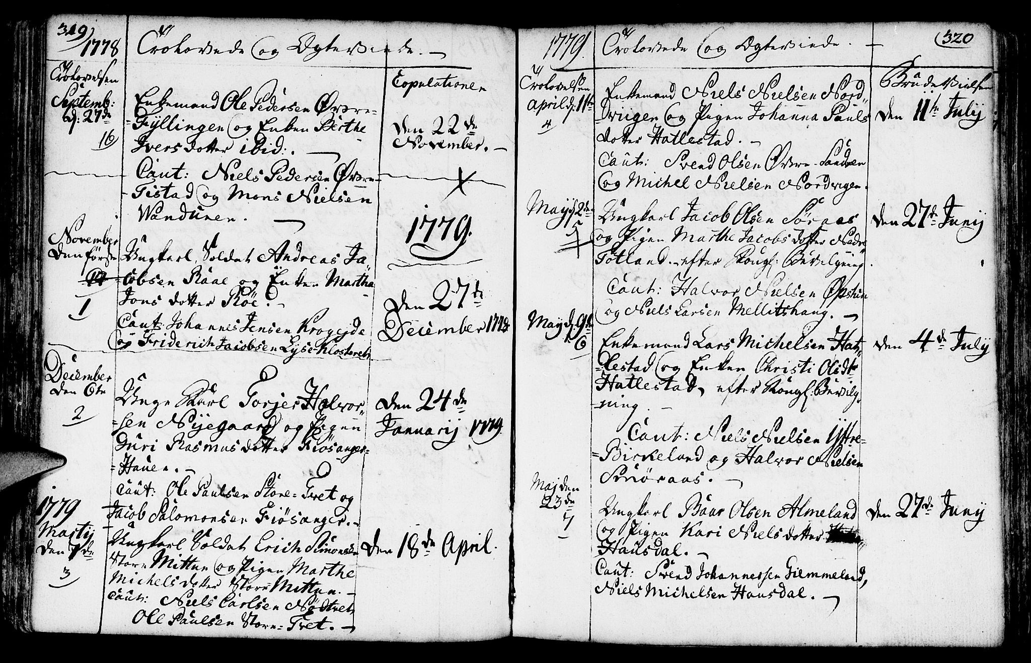 Fana Sokneprestembete, SAB/A-75101/H/Haa/Haaa/L0005: Parish register (official) no. A 5, 1773-1799, p. 319-320