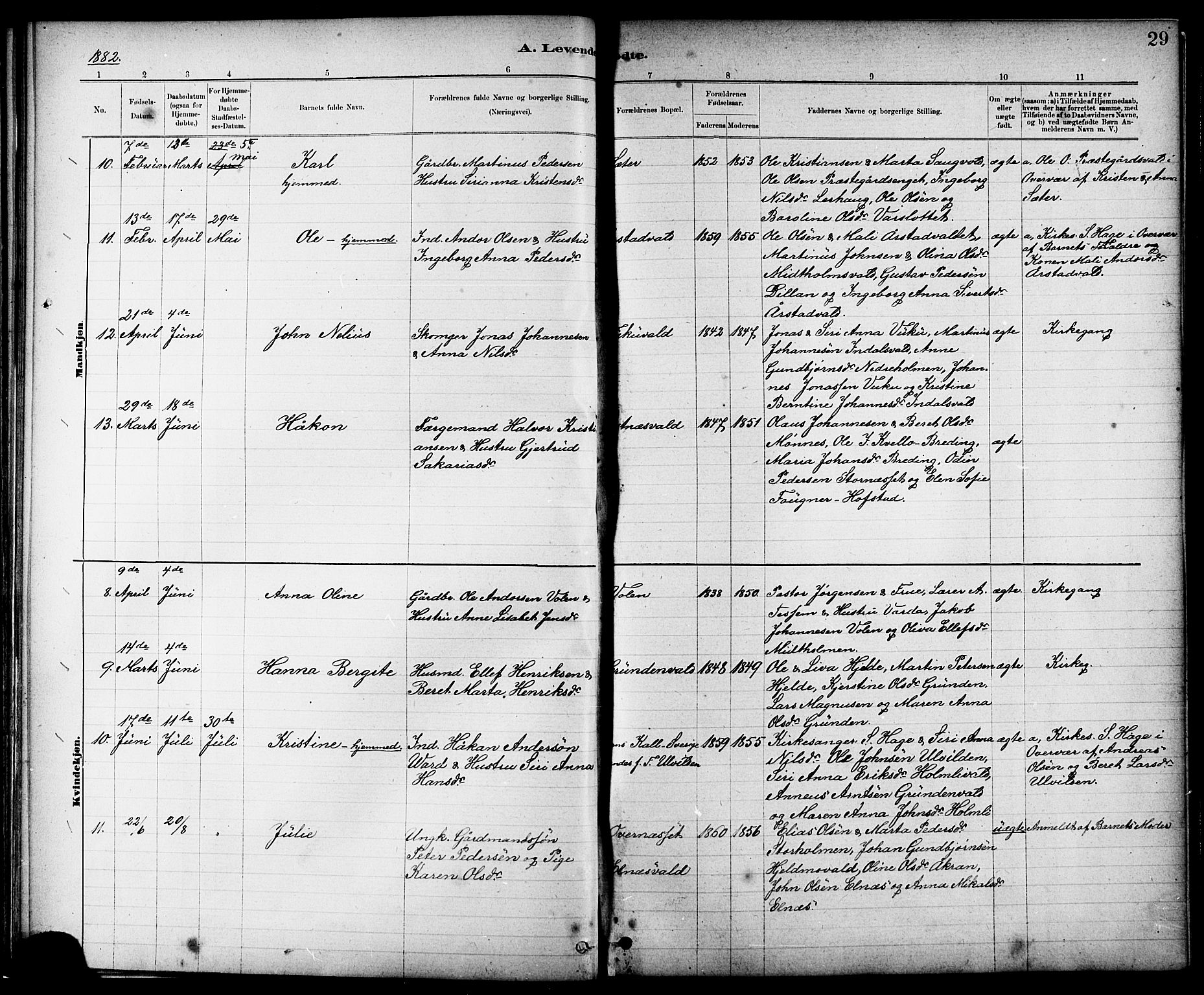 Ministerialprotokoller, klokkerbøker og fødselsregistre - Nord-Trøndelag, AV/SAT-A-1458/724/L0267: Parish register (copy) no. 724C03, 1879-1898, p. 29