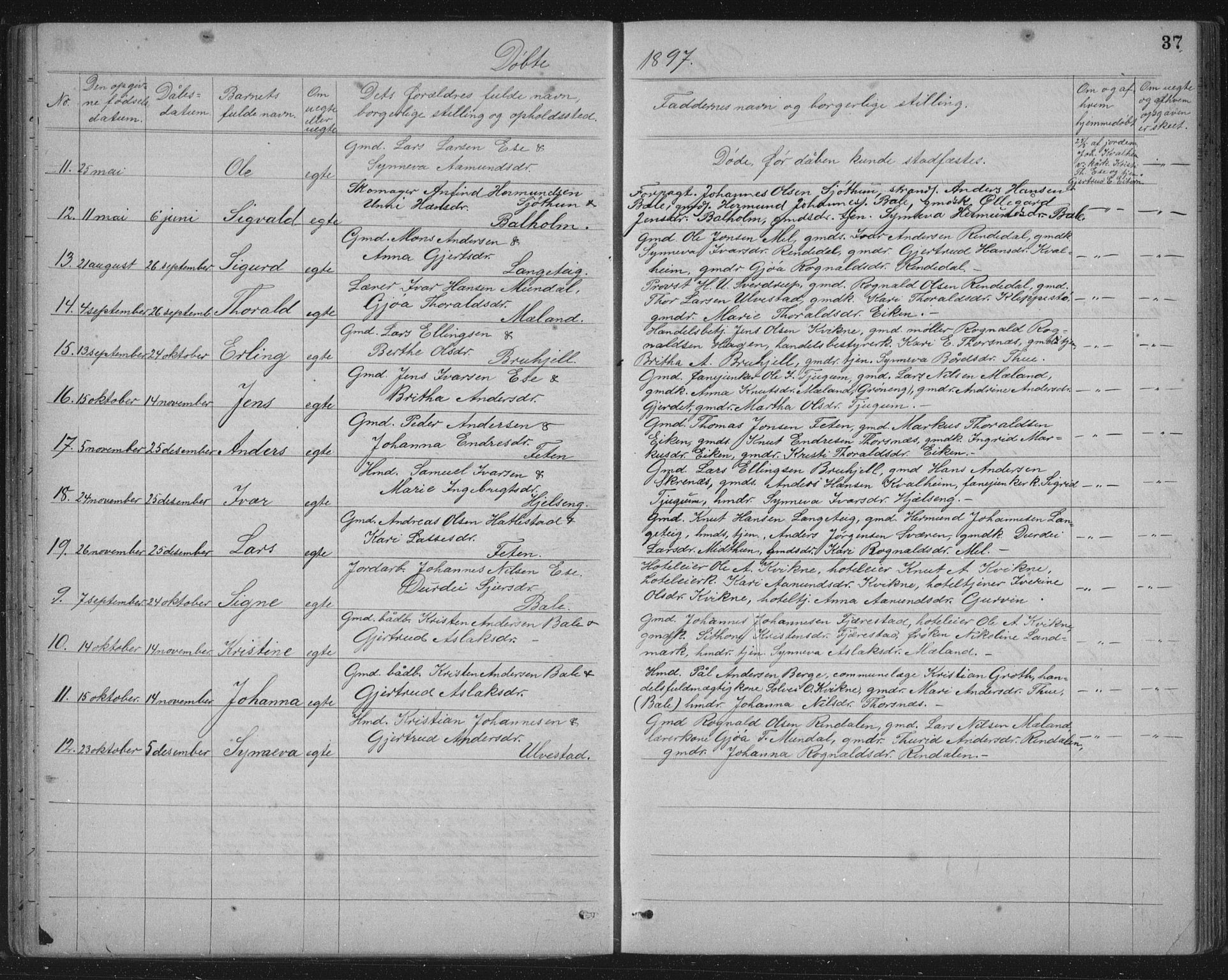 Balestrand sokneprestembete, AV/SAB-A-79601/H/Hab/Haba/L0002: Parish register (copy) no. A 2, 1880-1919, p. 37