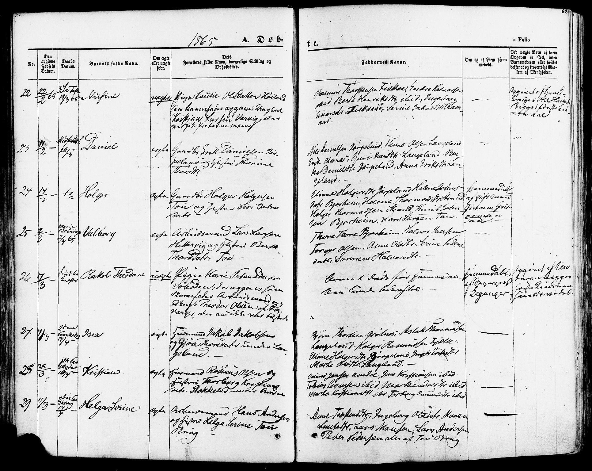Strand sokneprestkontor, AV/SAST-A-101828/H/Ha/Haa/L0007: Parish register (official) no. A 7, 1855-1881, p. 62