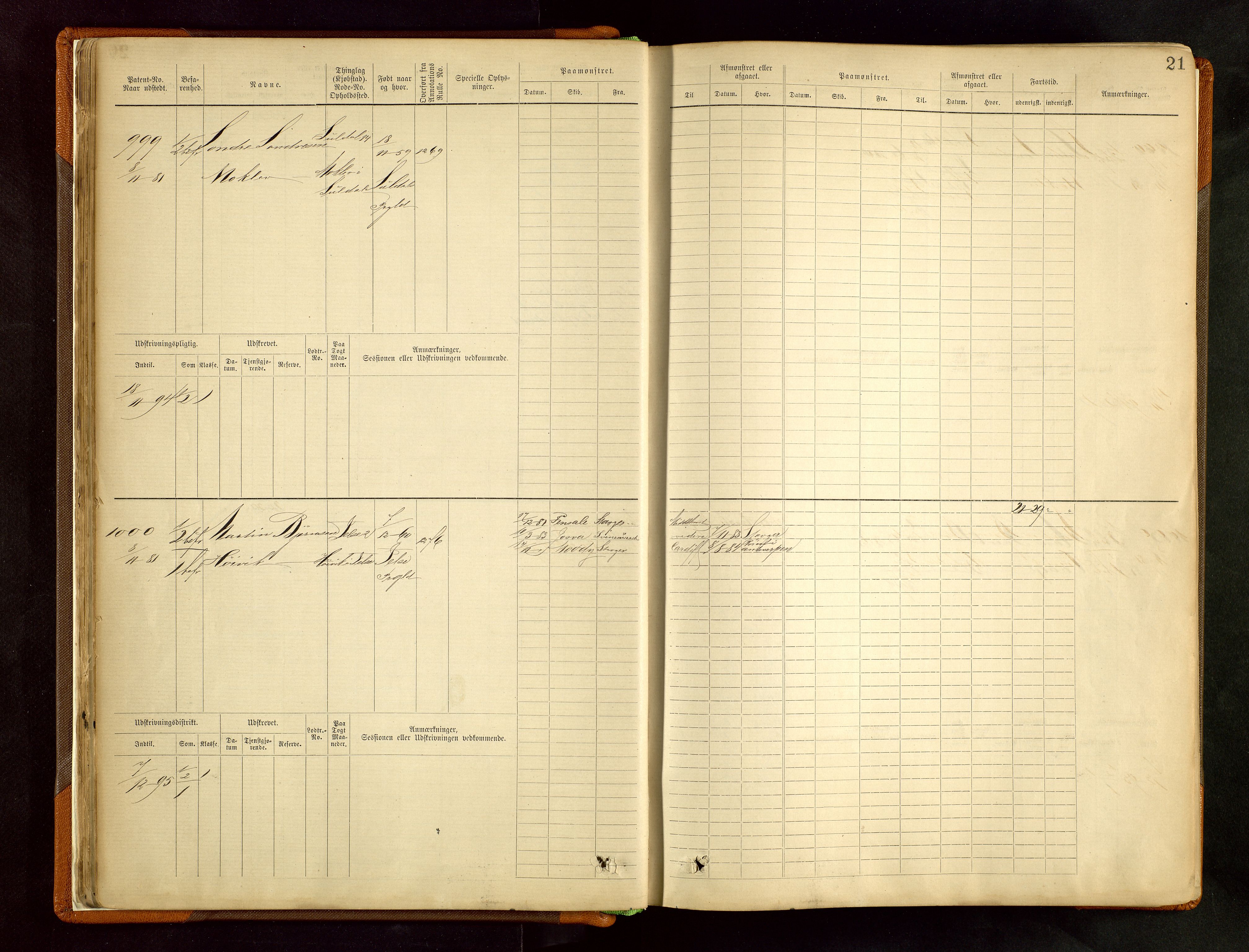 Haugesund sjømannskontor, SAST/A-102007/F/Fb/Fbb/L0002: Sjøfartsrulle Skudenes kretsnr. 959-2439, 1860-1948, p. 21