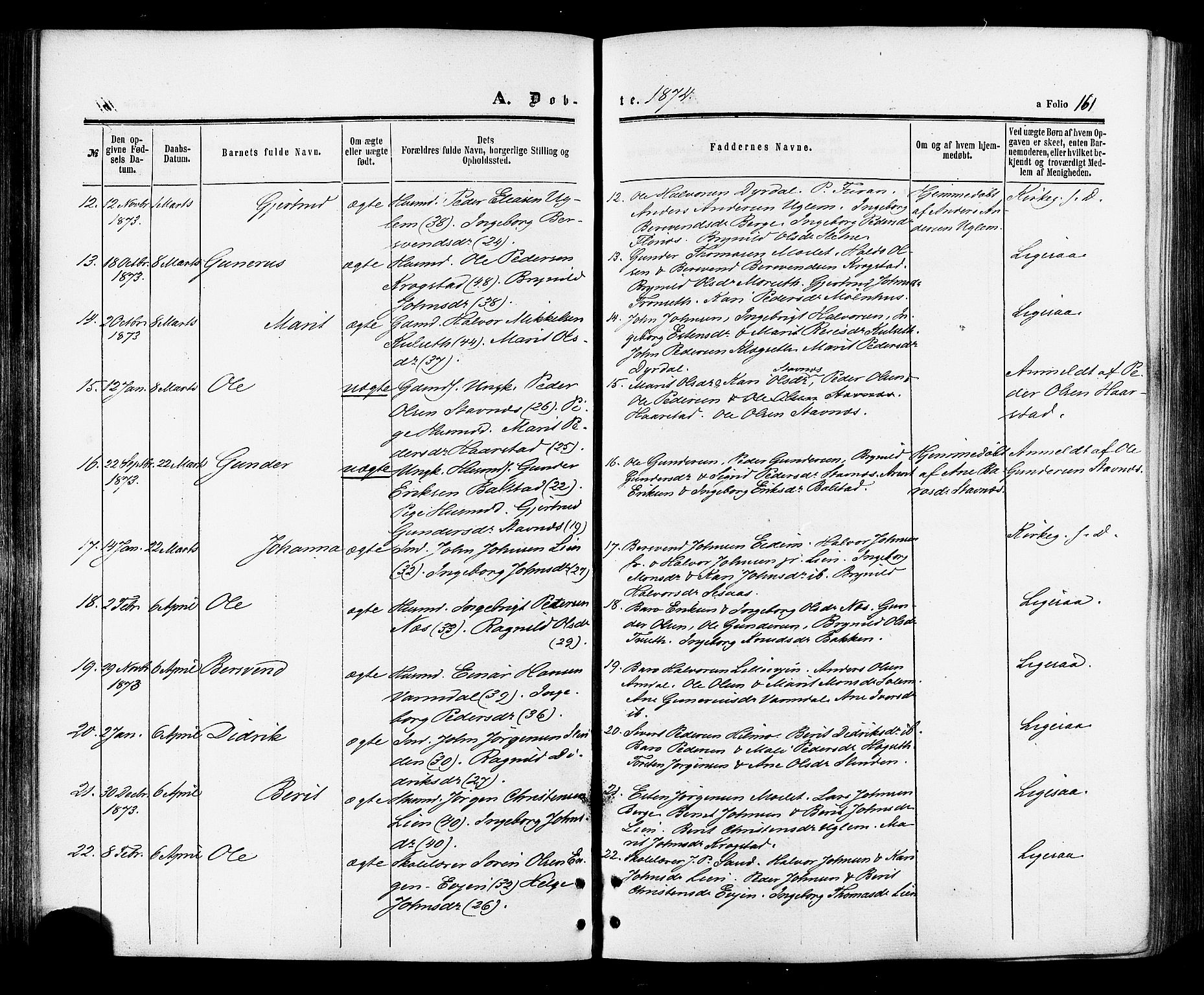Ministerialprotokoller, klokkerbøker og fødselsregistre - Sør-Trøndelag, SAT/A-1456/695/L1147: Parish register (official) no. 695A07, 1860-1877, p. 161