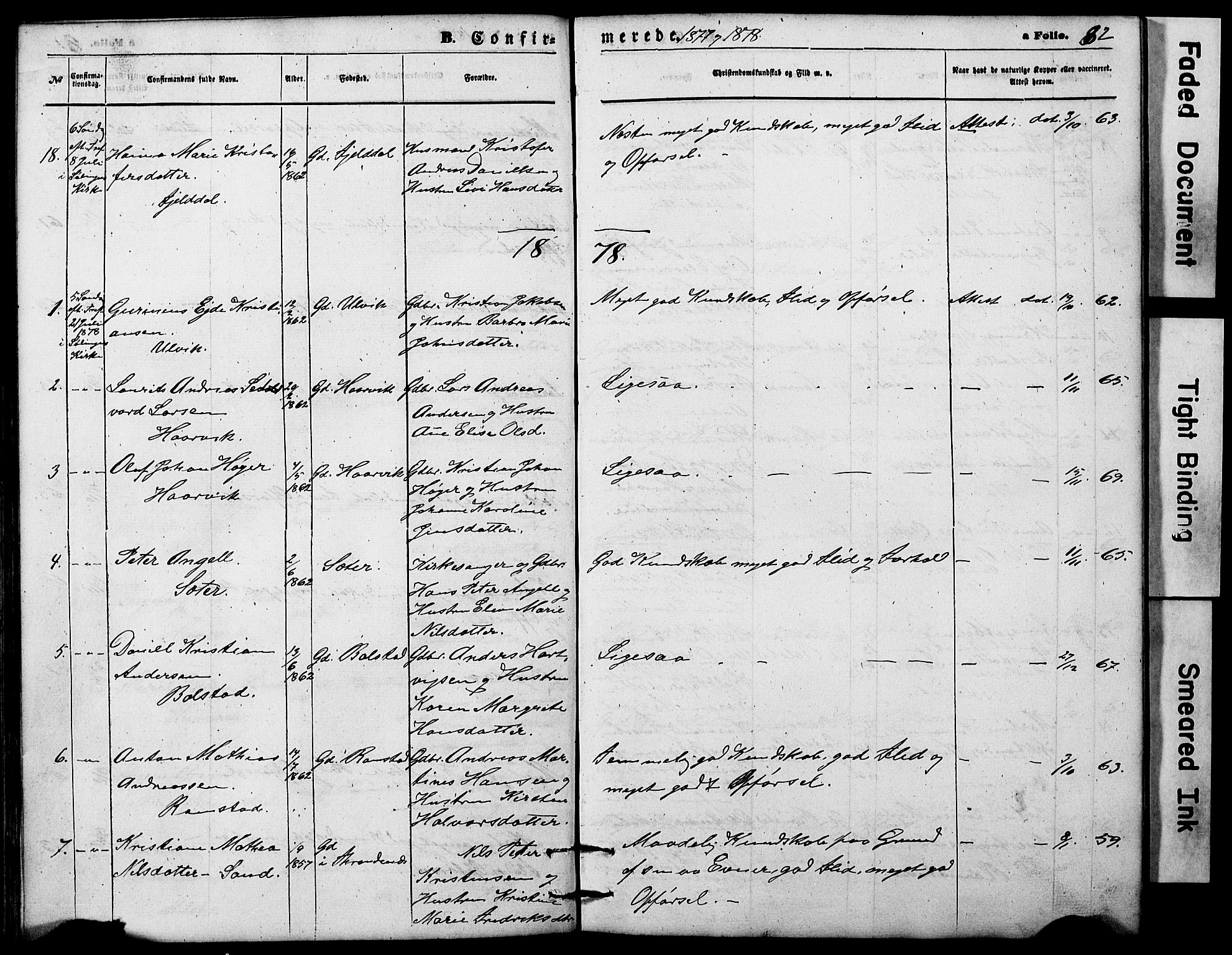 Ministerialprotokoller, klokkerbøker og fødselsregistre - Nordland, AV/SAT-A-1459/865/L0930: Parish register (copy) no. 865C02, 1866-1884, p. 82