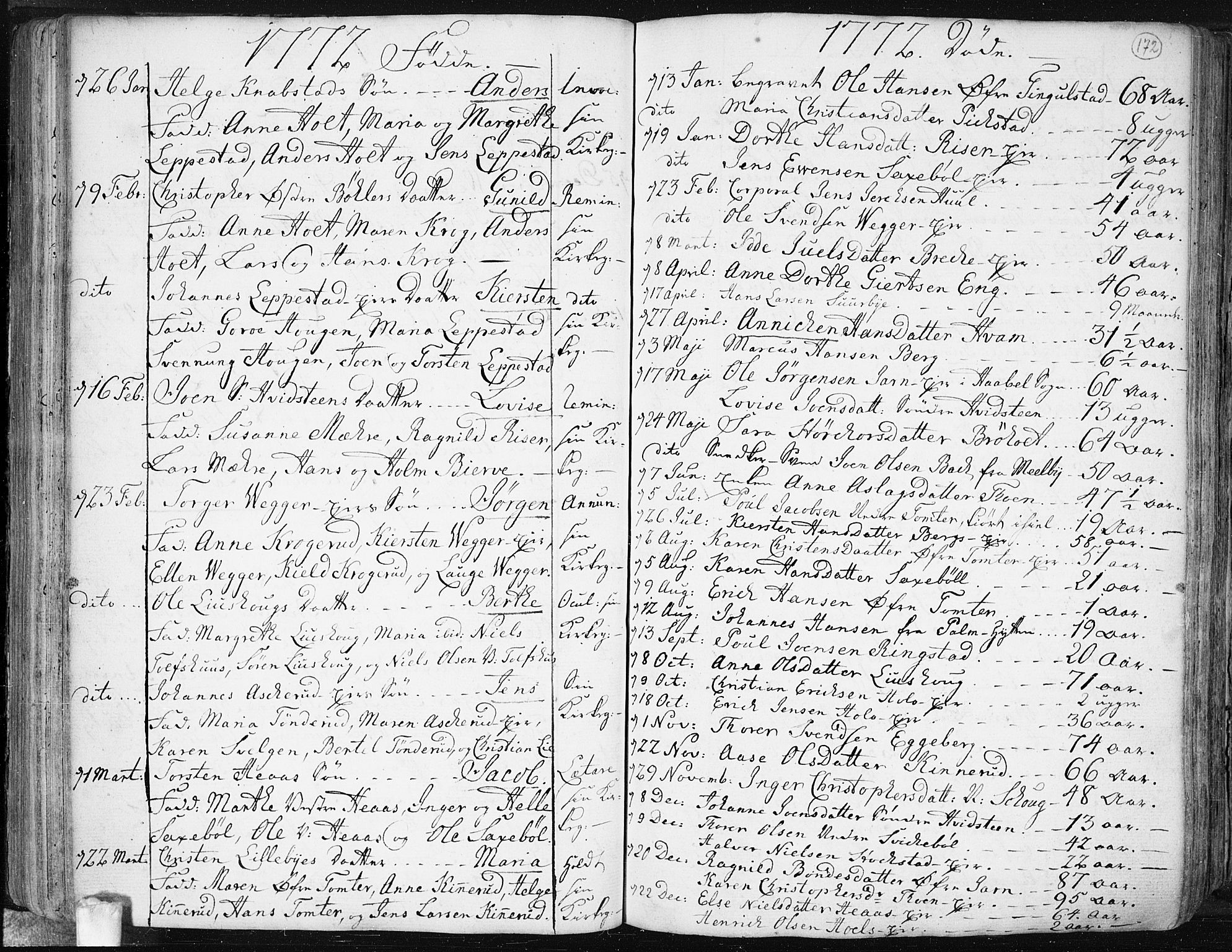 Hobøl prestekontor Kirkebøker, SAO/A-2002/F/Fa/L0001: Parish register (official) no. I 1, 1733-1814, p. 172