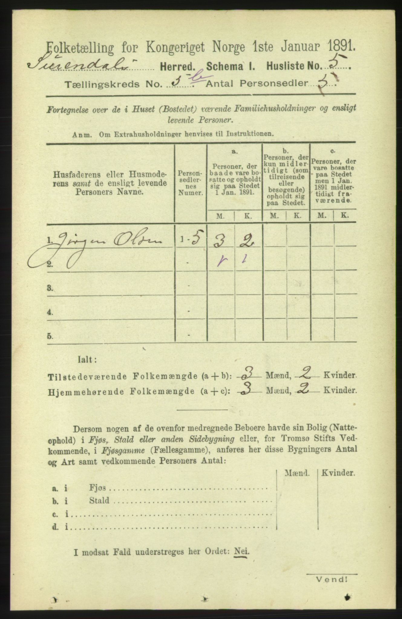 RA, 1891 census for 1566 Surnadal, 1891, p. 1461