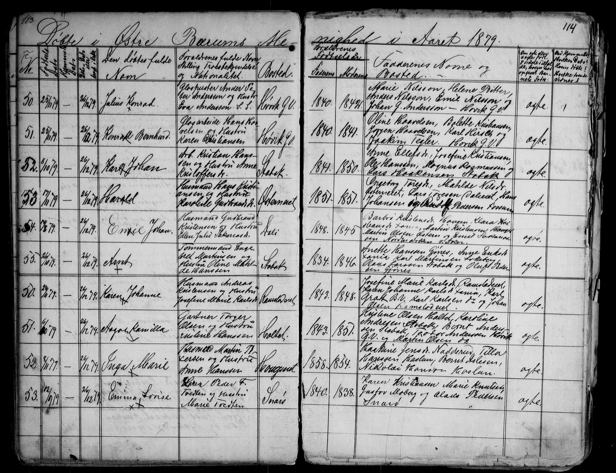Asker prestekontor Kirkebøker, AV/SAO-A-10256a/G/Gc/L0002: Parish register (copy) no. III 2, 1874-1883, p. 113-114