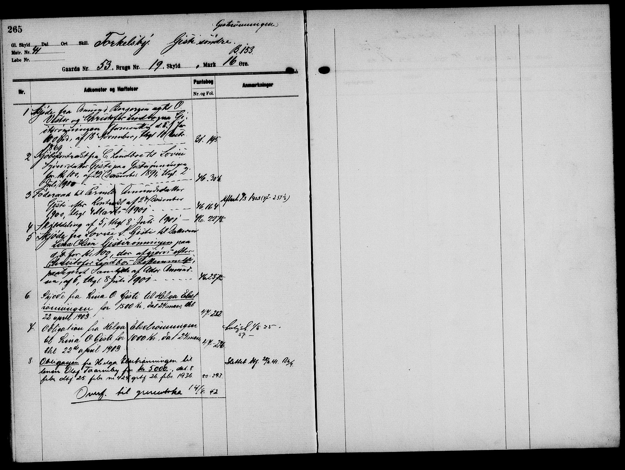 Solør tingrett, AV/SAH-TING-008/H/Ha/Hak/L0004: Mortgage register no. IV, 1900-1935, p. 265