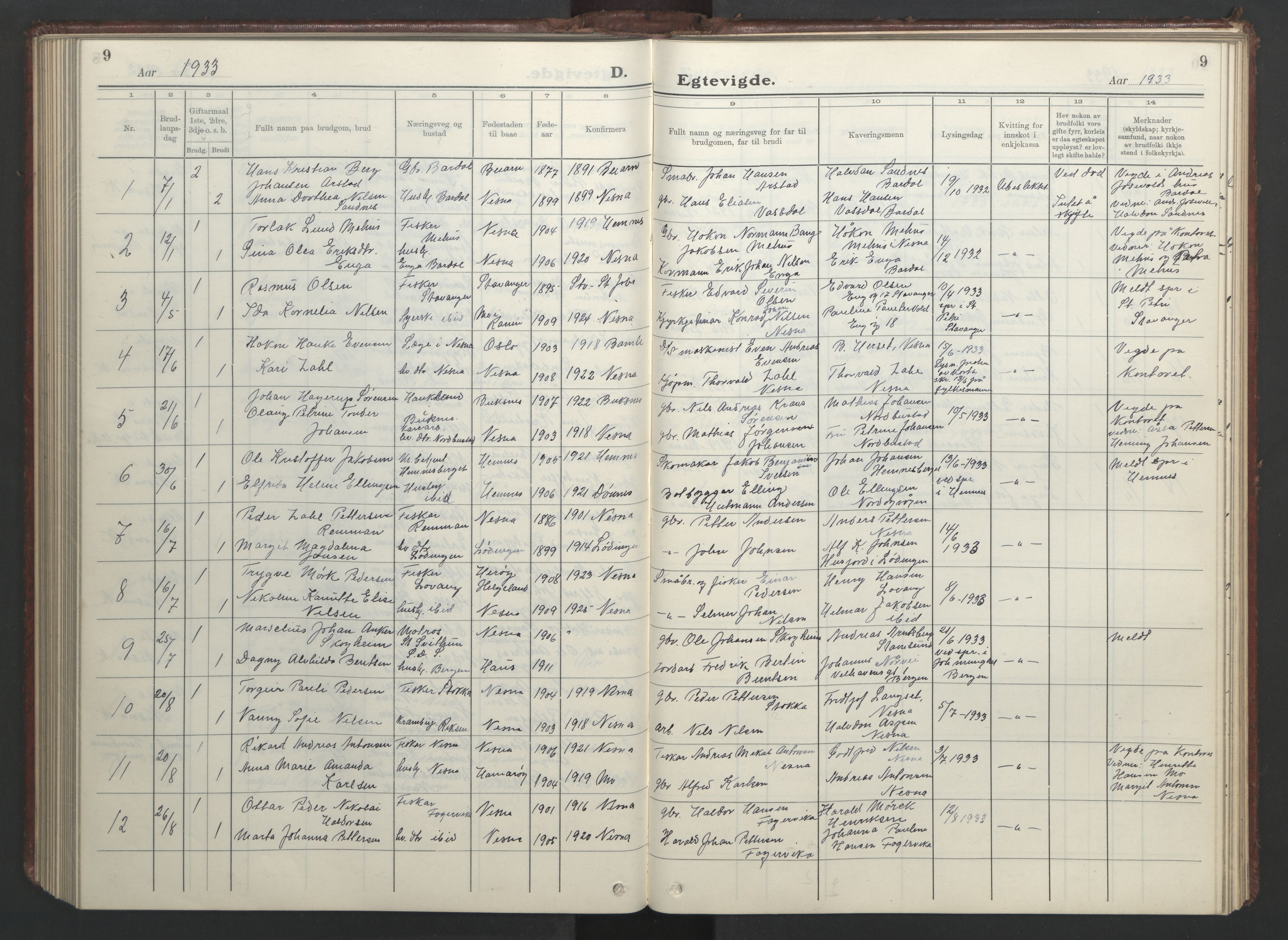Ministerialprotokoller, klokkerbøker og fødselsregistre - Nordland, SAT/A-1459/838/L0561: Parish register (copy) no. 838C08, 1923-1953, p. 9