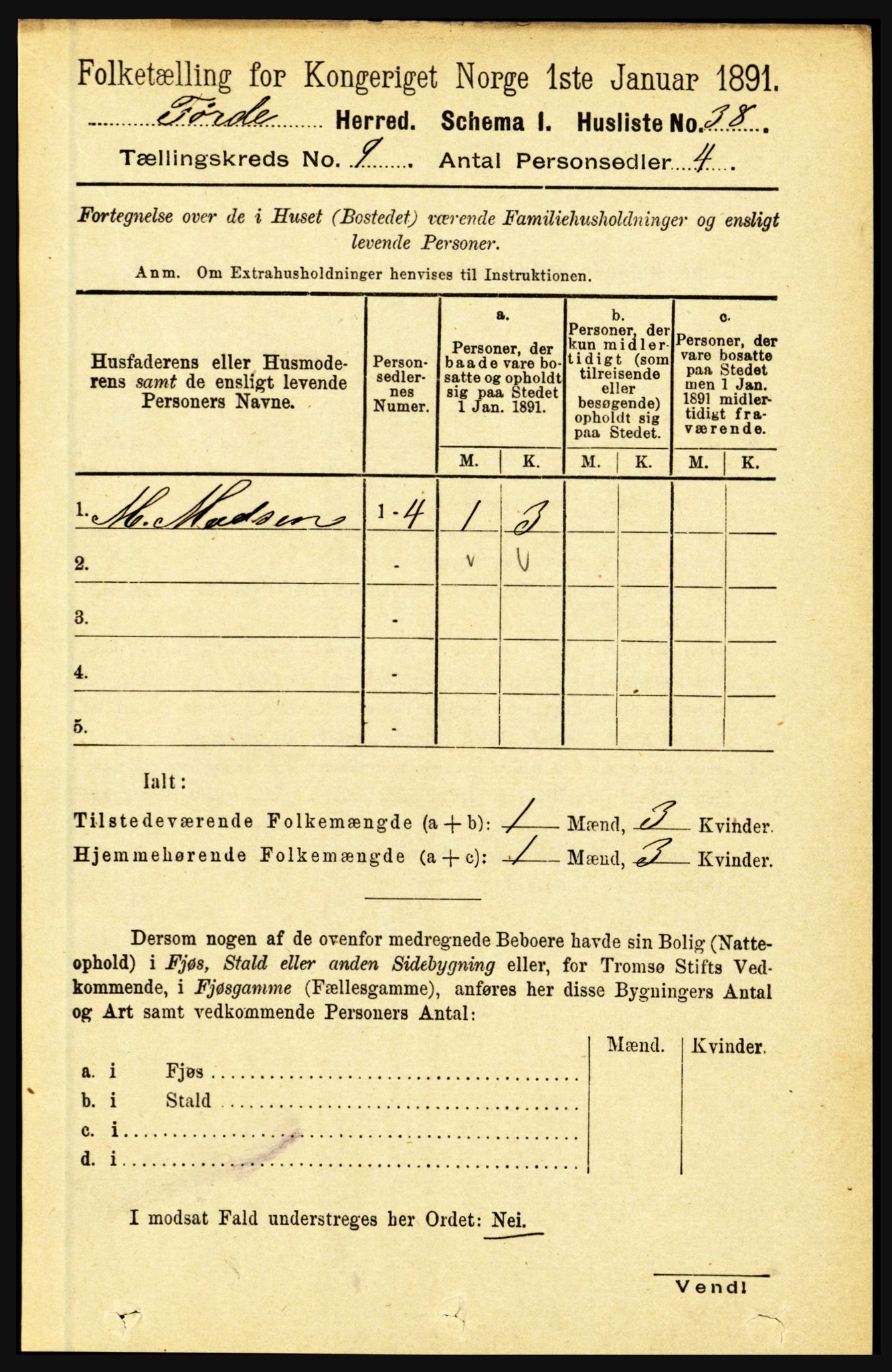 RA, 1891 census for 1432 Førde, 1891, p. 3312