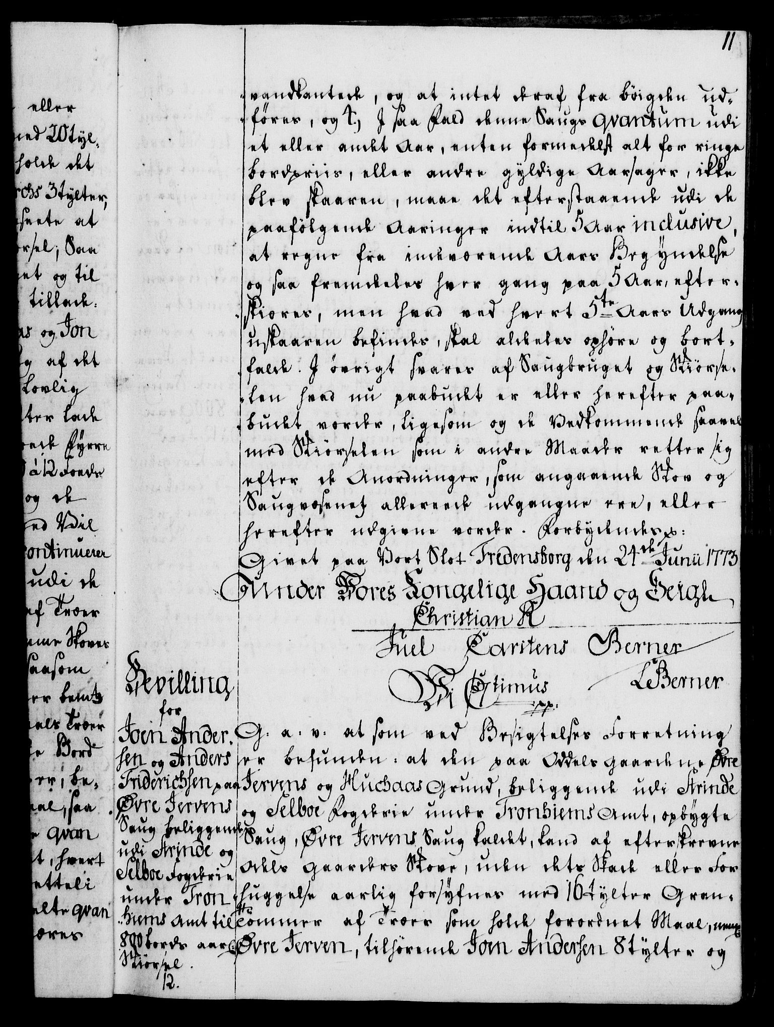 Rentekammeret, Kammerkanselliet, AV/RA-EA-3111/G/Gg/Gga/L0010: Norsk ekspedisjonsprotokoll med register (merket RK 53.10), 1773-1778, p. 11