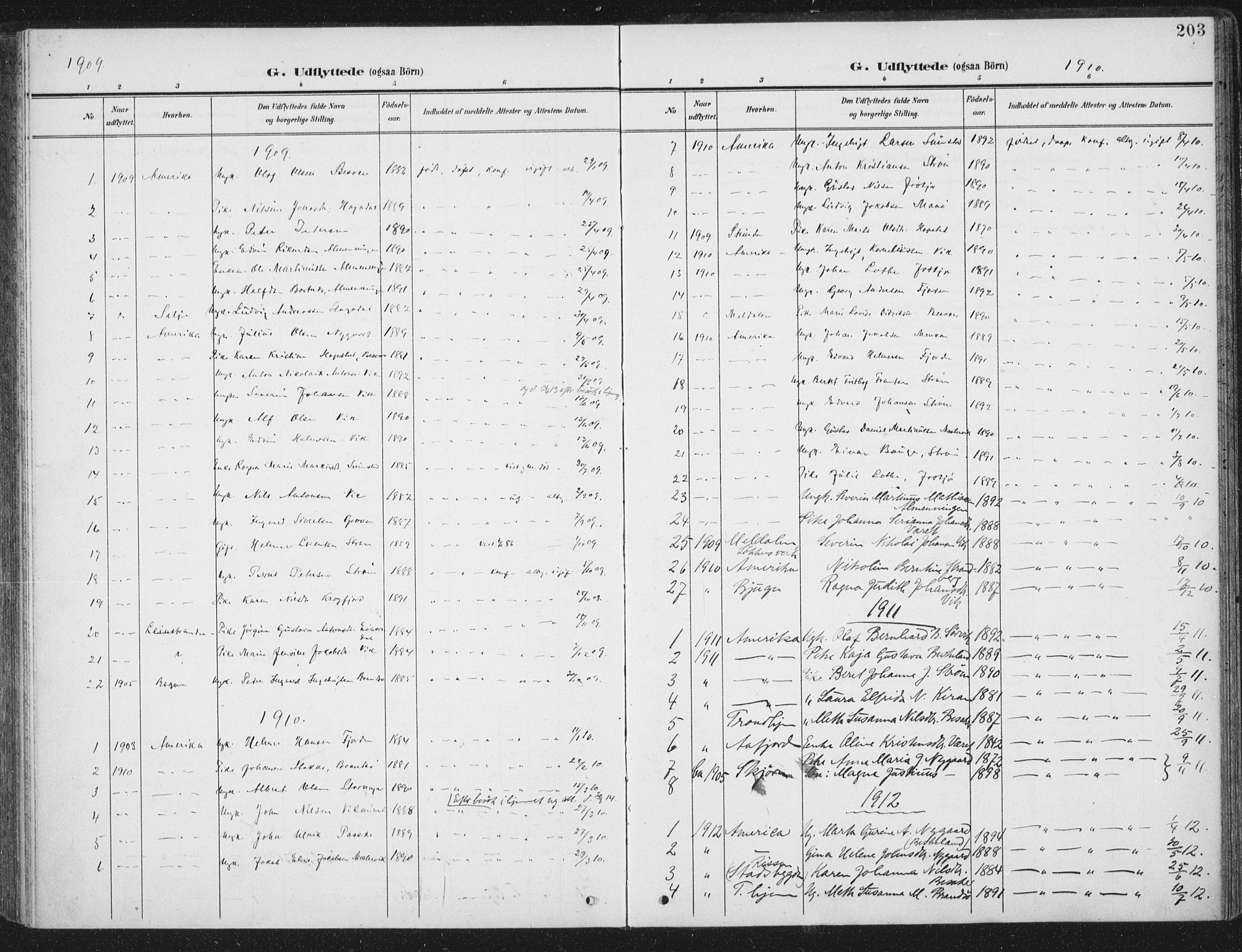 Ministerialprotokoller, klokkerbøker og fødselsregistre - Sør-Trøndelag, SAT/A-1456/657/L0709: Parish register (official) no. 657A10, 1905-1919, p. 203