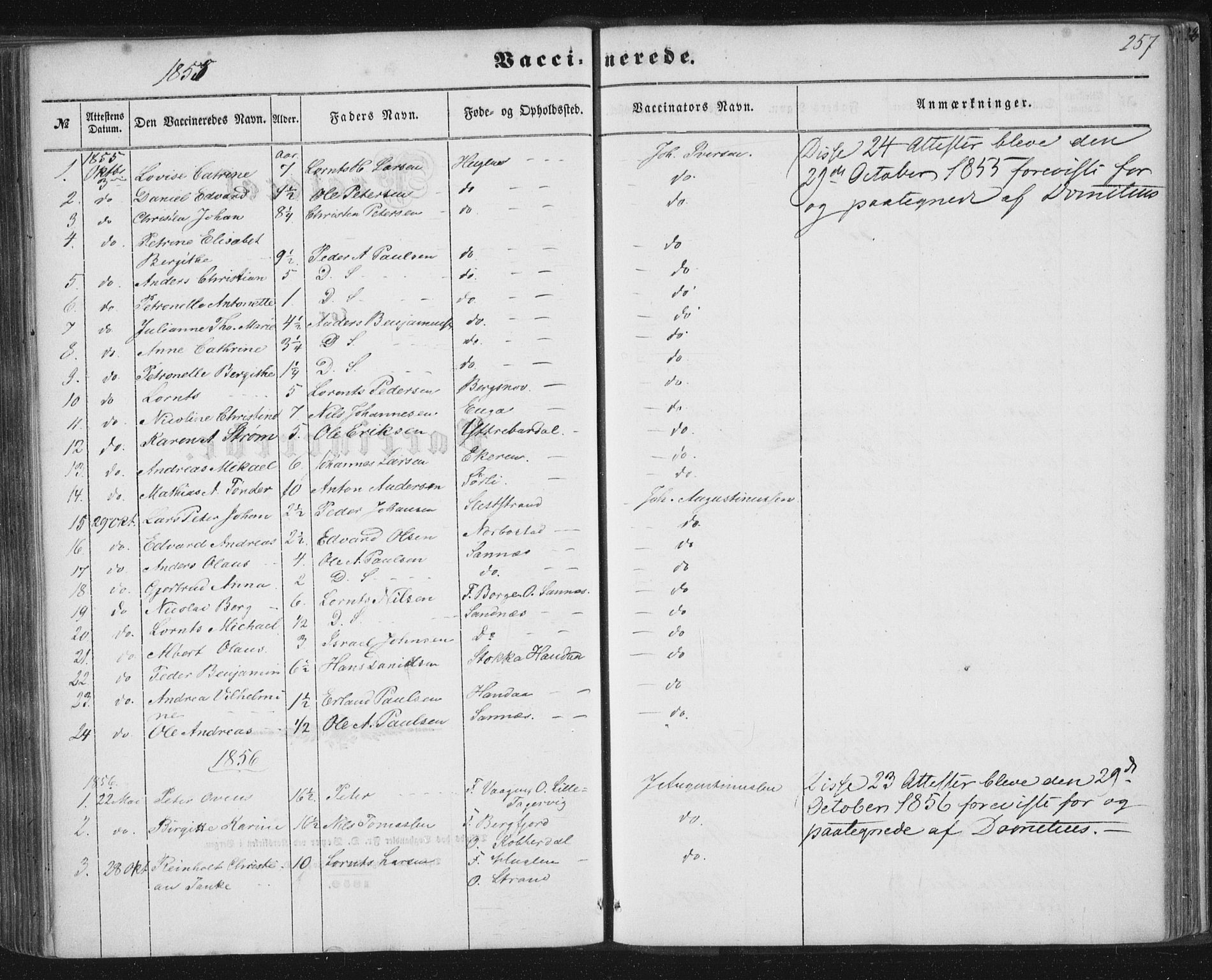 Ministerialprotokoller, klokkerbøker og fødselsregistre - Nordland, AV/SAT-A-1459/838/L0550: Parish register (official) no. 838A08, 1855-1865, p. 257