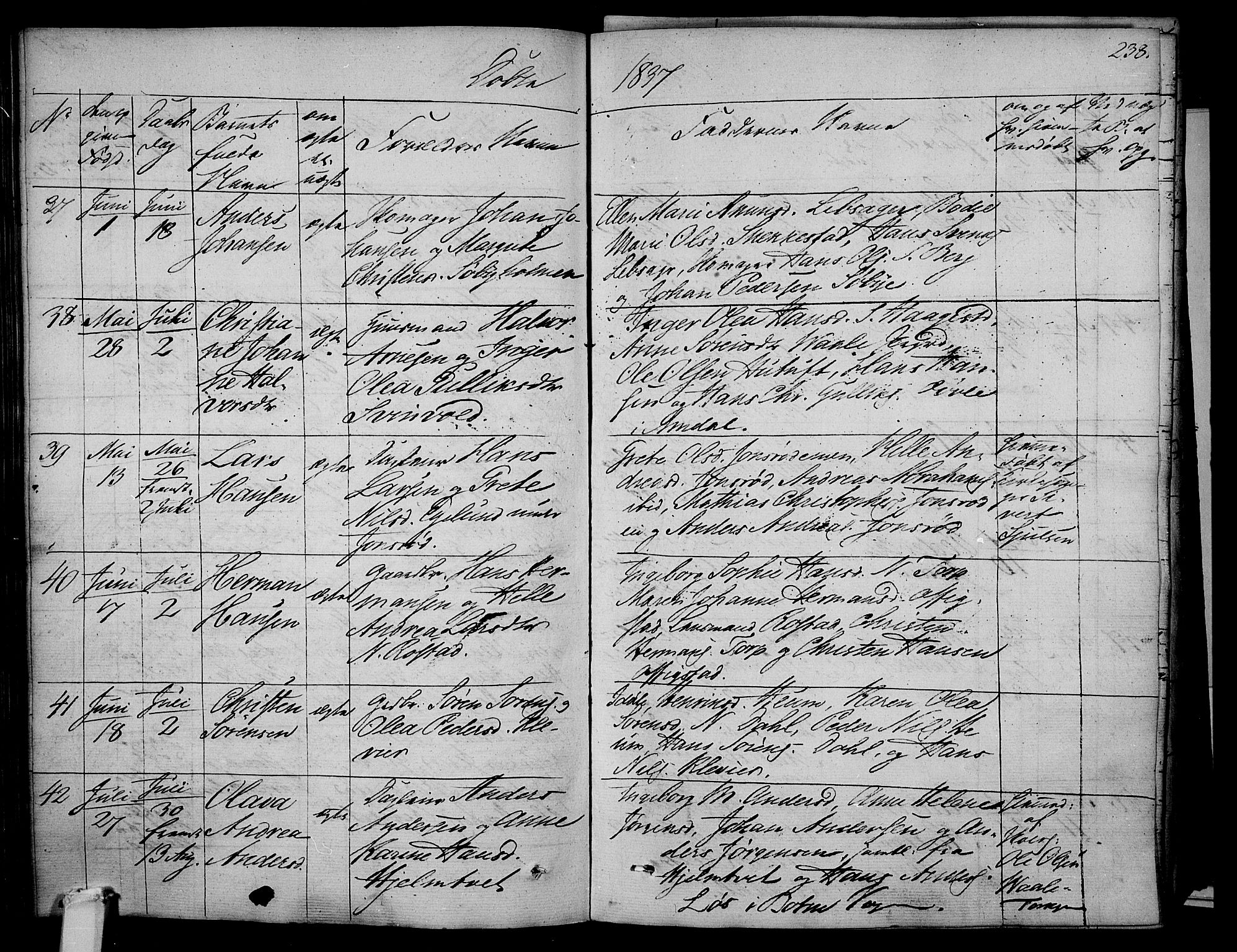 Våle kirkebøker, SAKO/A-334/F/Fa/L0008: Parish register (official) no. I 8, 1824-1844, p. 238