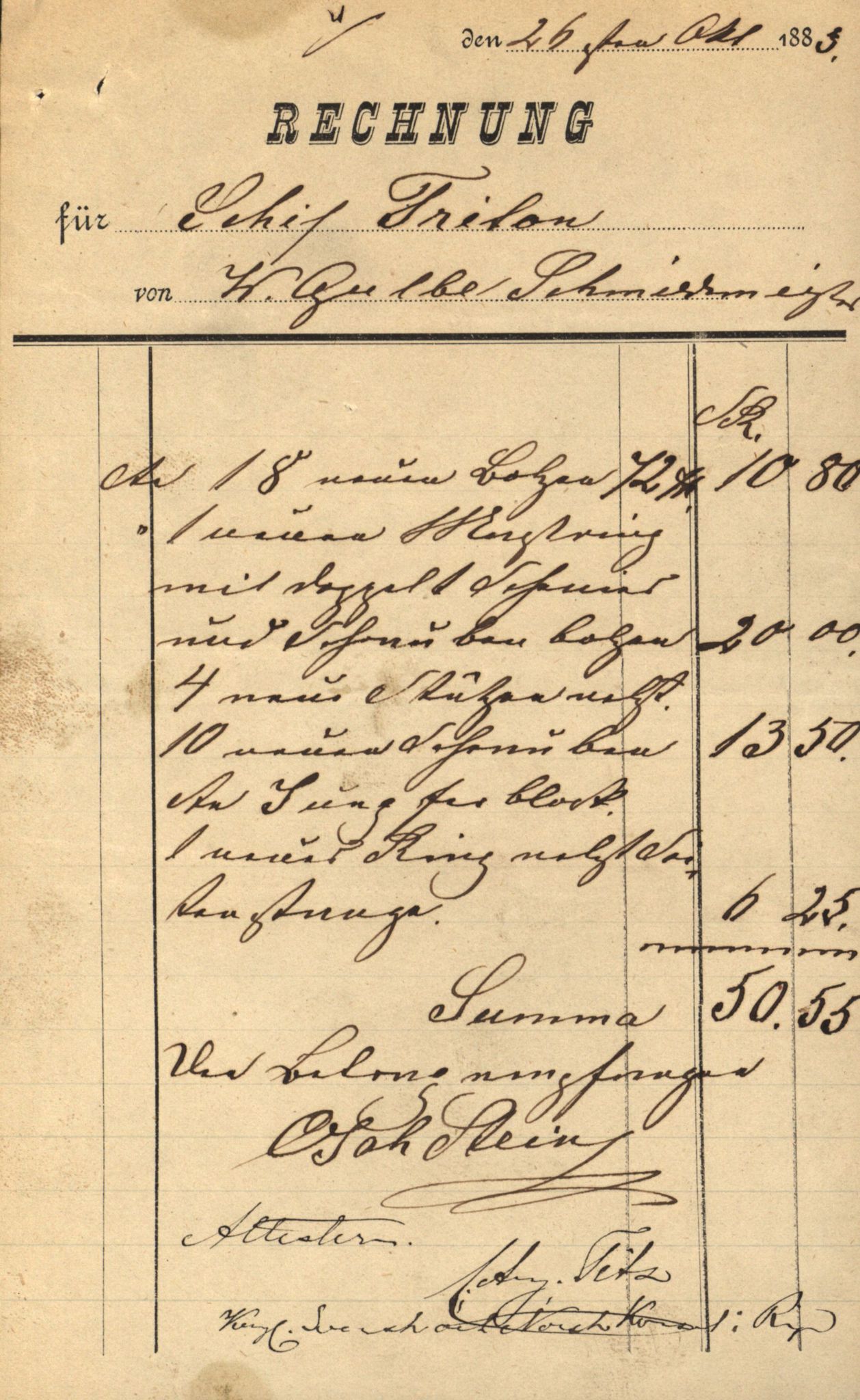 Pa 63 - Østlandske skibsassuranceforening, VEMU/A-1079/G/Ga/L0016/0003: Havaridokumenter / Triton, Bervadors Held, Anastasia, Amicitia, 1883, p. 12