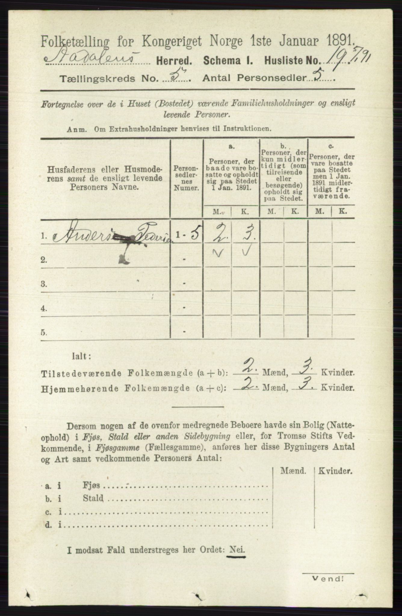 RA, 1891 census for 0614 Ådal, 1891, p. 1946