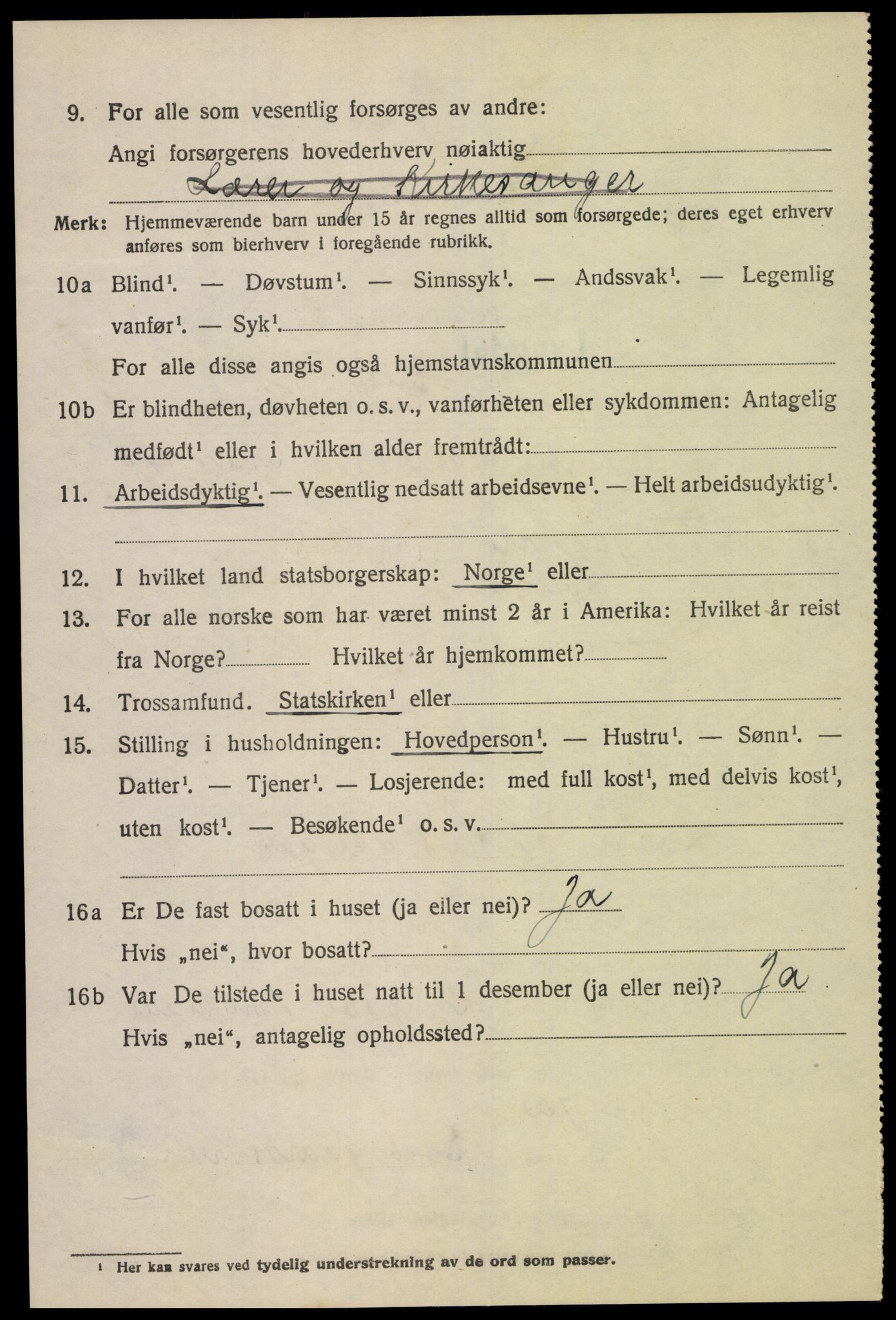 SAK, 1920 census for Lyngdal, 1920, p. 3326