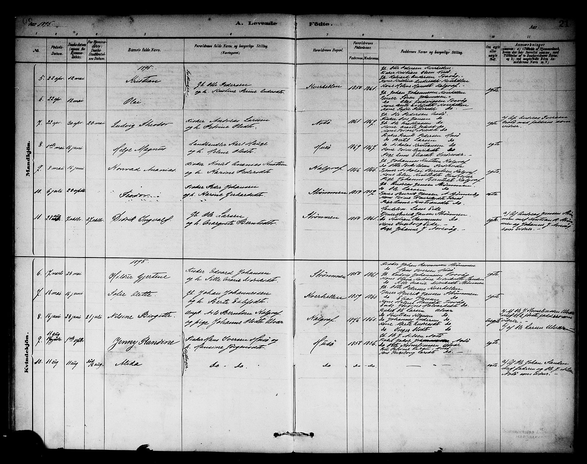 Solund sokneprestembete, SAB/A-81401: Parish register (official) no. C 1, 1881-1896, p. 21