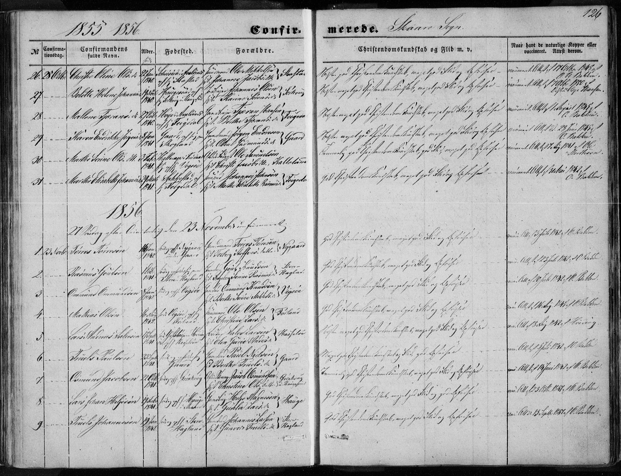 Torvastad sokneprestkontor, SAST/A -101857/H/Ha/Haa/L0009: Parish register (official) no. A 9, 1847-1856, p. 126