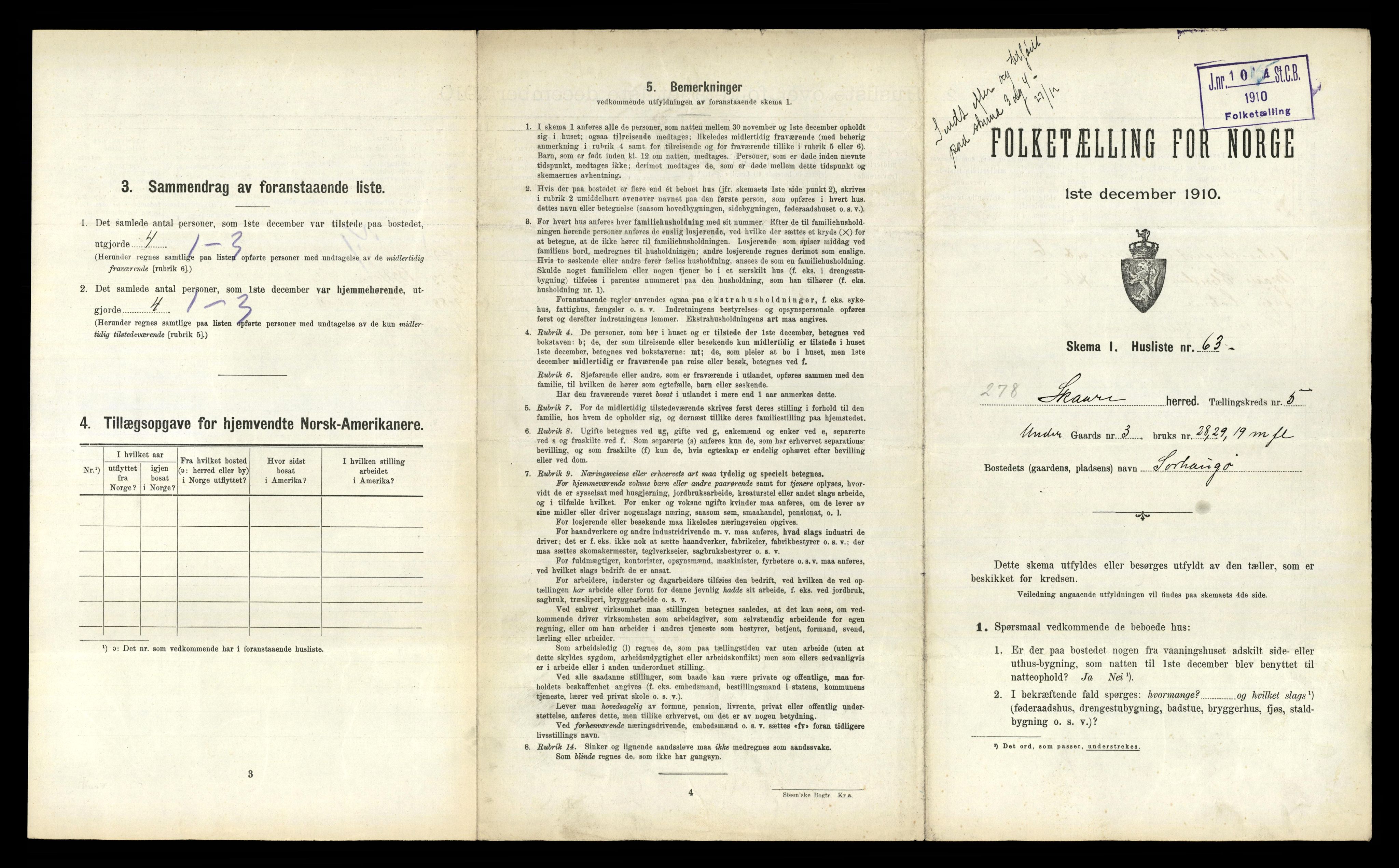 RA, 1910 census for Skåre, 1910, p. 478