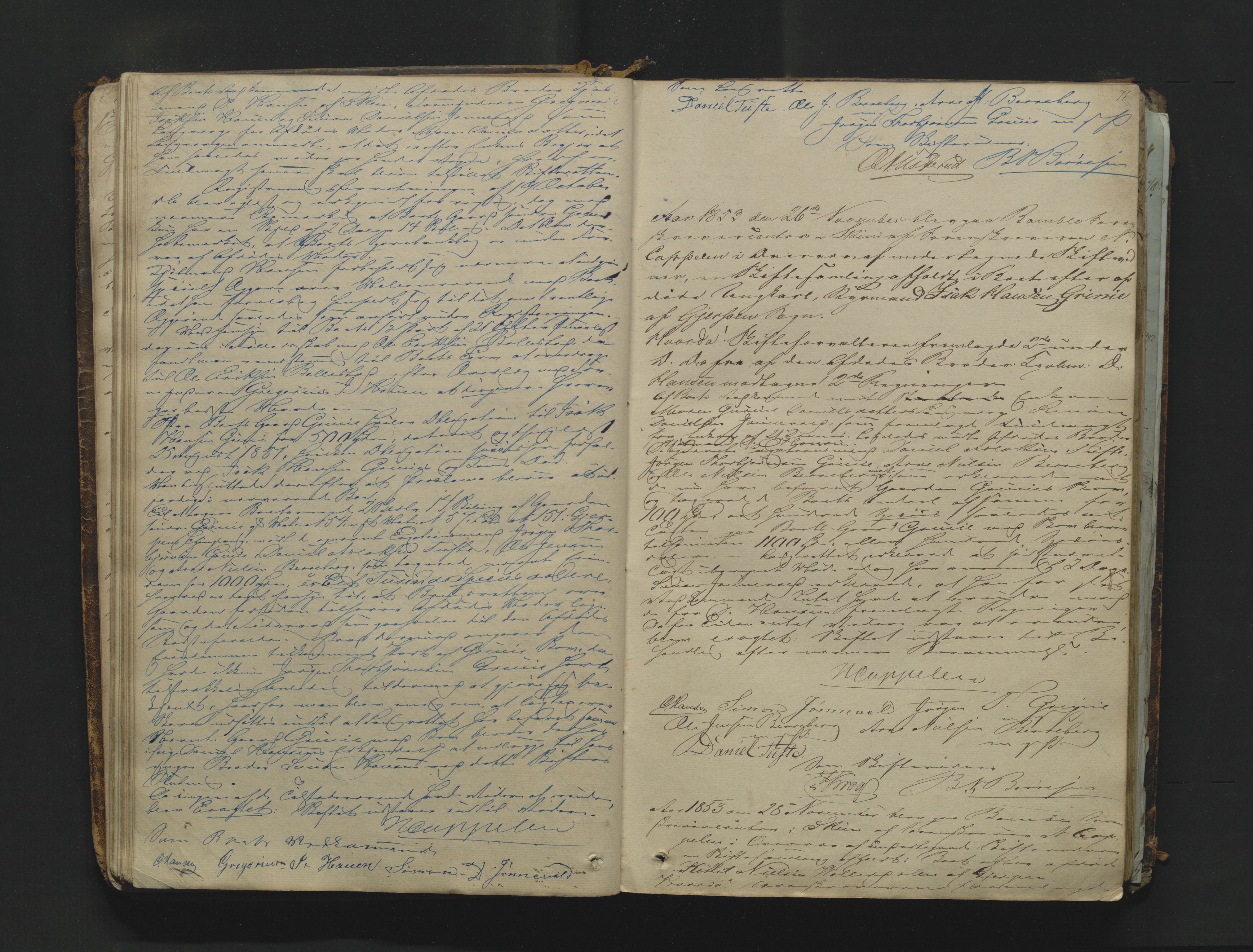 Bamble sorenskriveri, AV/SAKO-A-214/H/Hb/Hbc/L0003: Skifteforhandlingsprotokoll, 1852-1860, p. 70-71