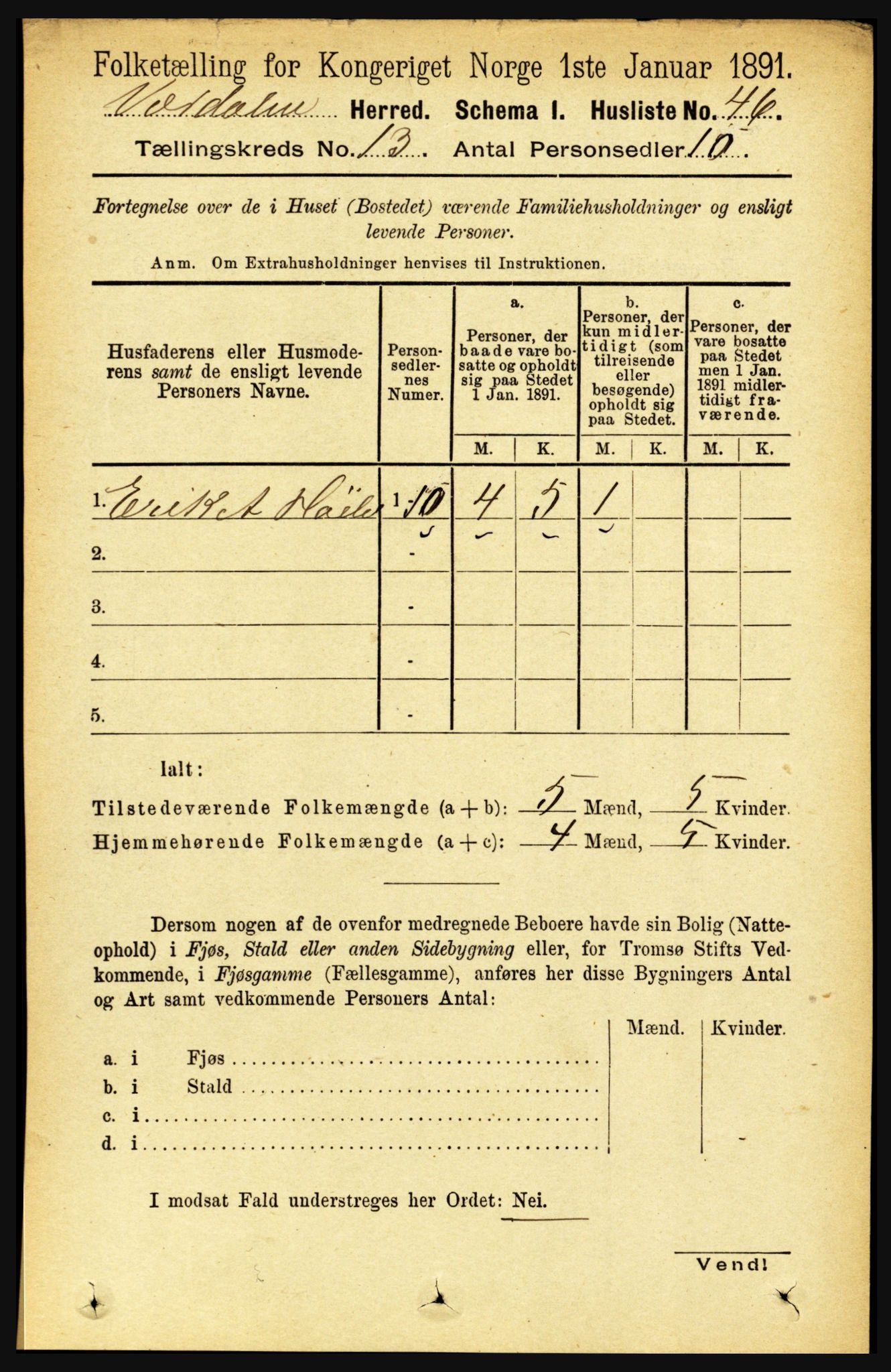 RA, 1891 census for 1721 Verdal, 1891, p. 6858