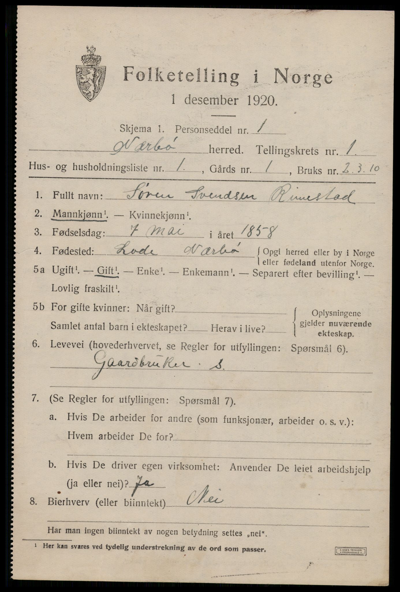 SAST, 1920 census for Nærbø, 1920, p. 763