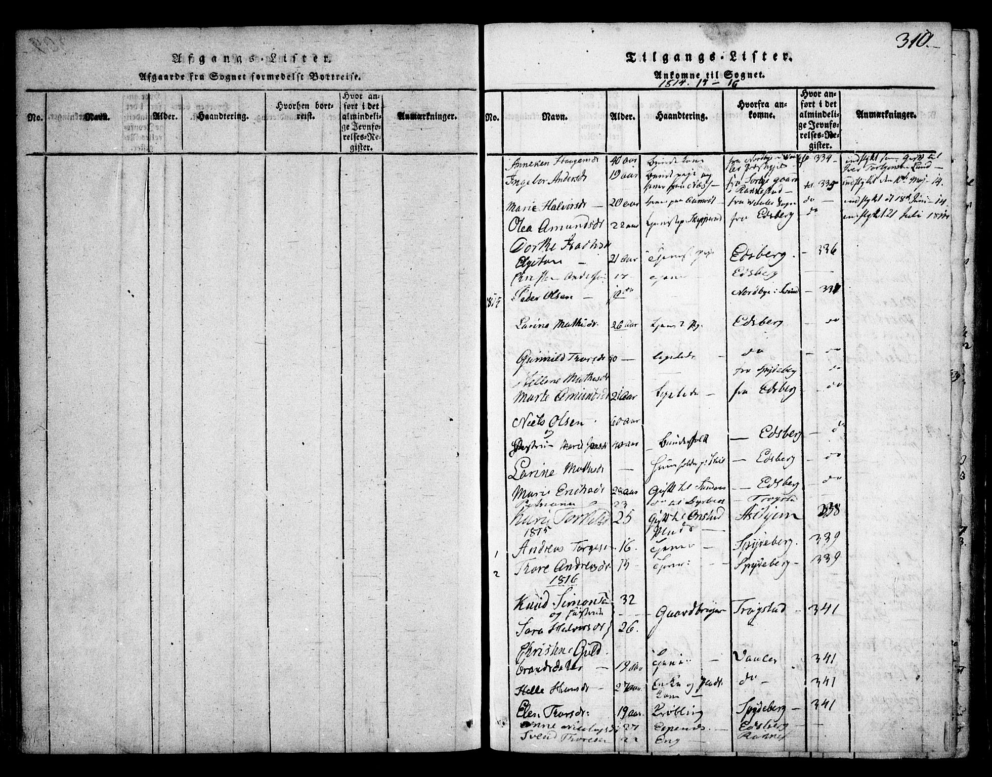Skiptvet prestekontor Kirkebøker, SAO/A-20009/F/Fa/L0005: Parish register (official) no. 5, 1814-1838, p. 310