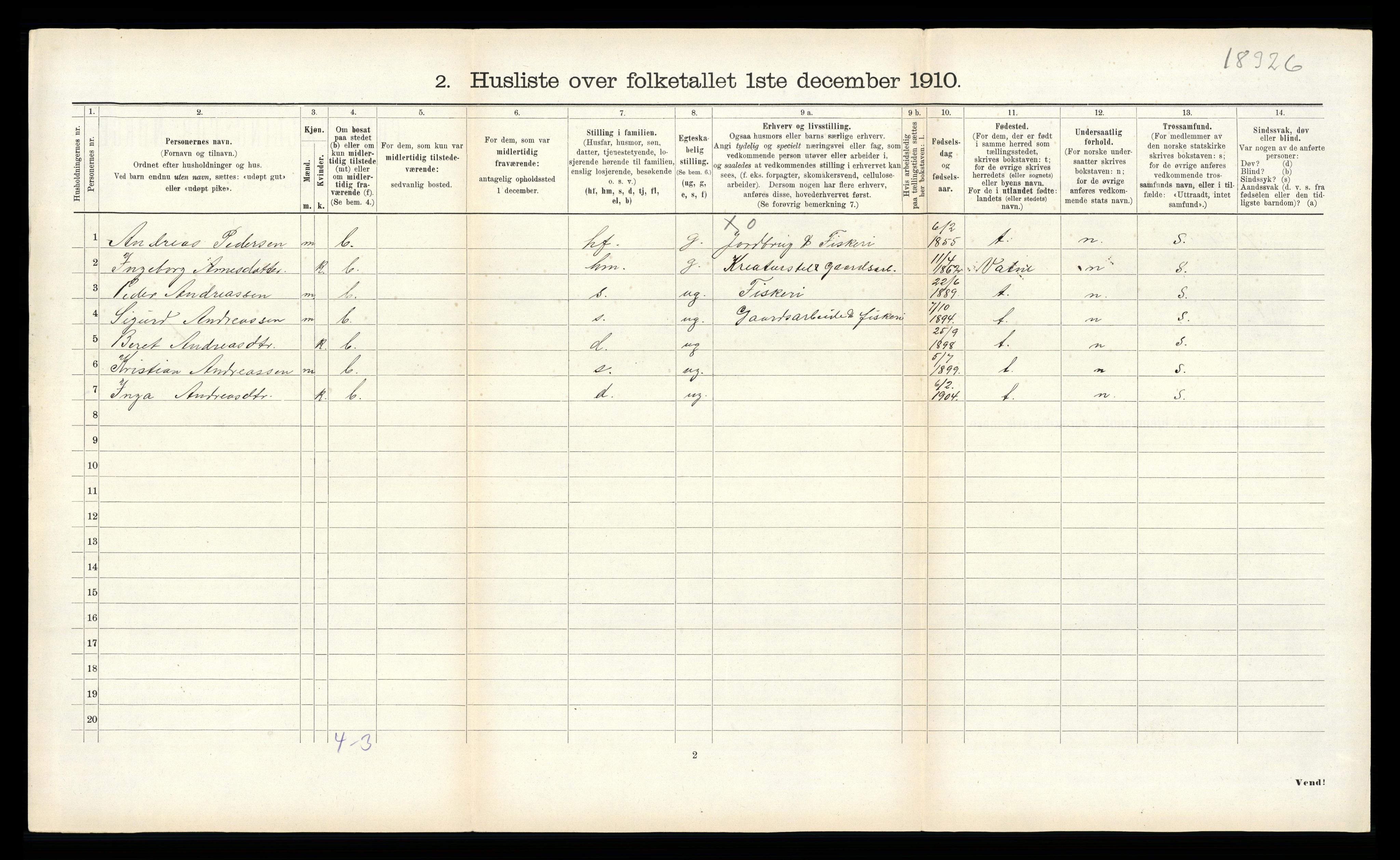 RA, 1910 census for Aukra, 1910, p. 501