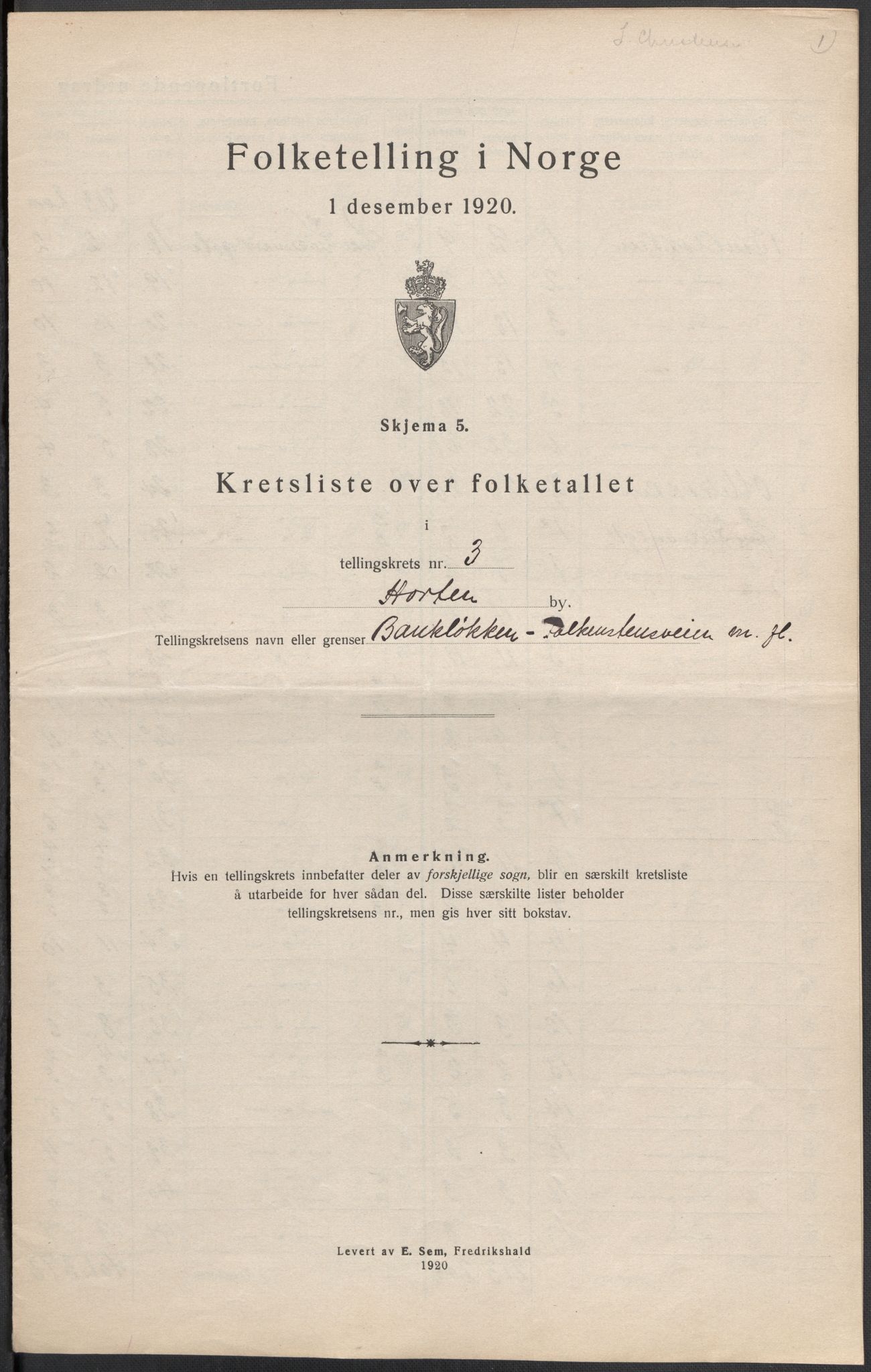 SAKO, 1920 census for Horten, 1920, p. 14