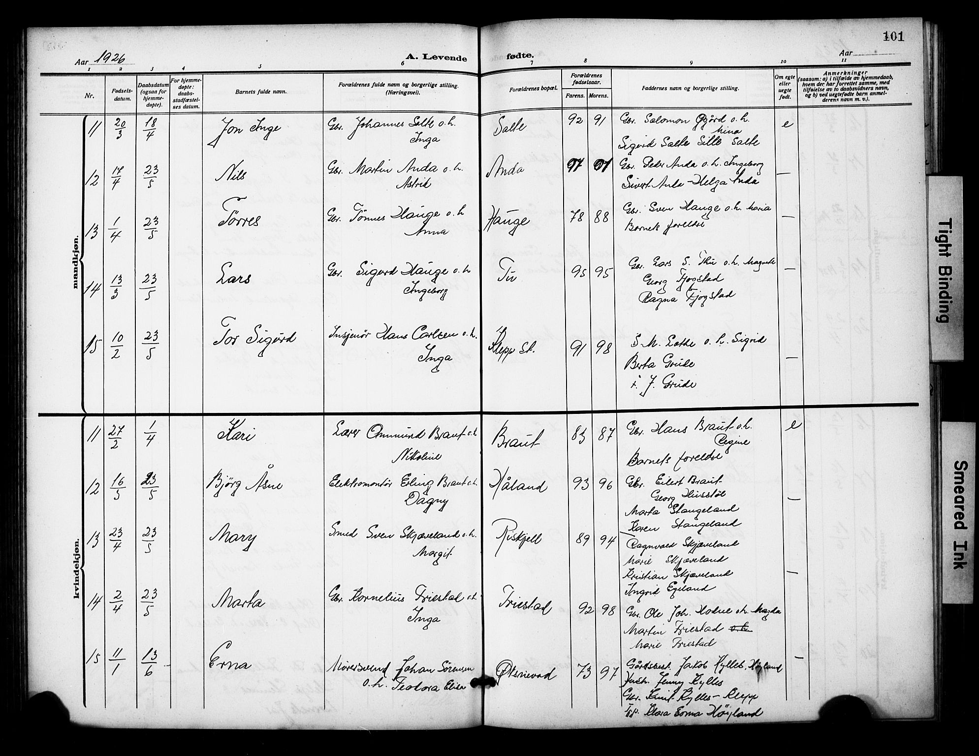 Klepp sokneprestkontor, AV/SAST-A-101803/001/3/30BB/L0007: Parish register (copy) no. B 7, 1908-1934, p. 101