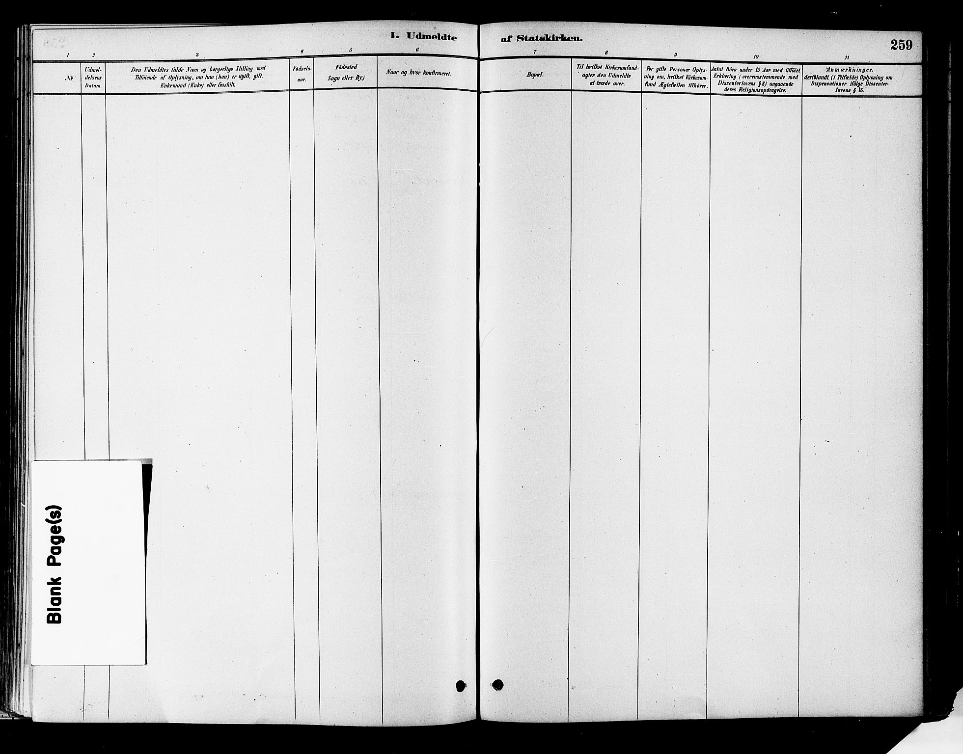 Flesberg kirkebøker, AV/SAKO-A-18/F/Fa/L0008: Parish register (official) no. I 8, 1879-1899, p. 259