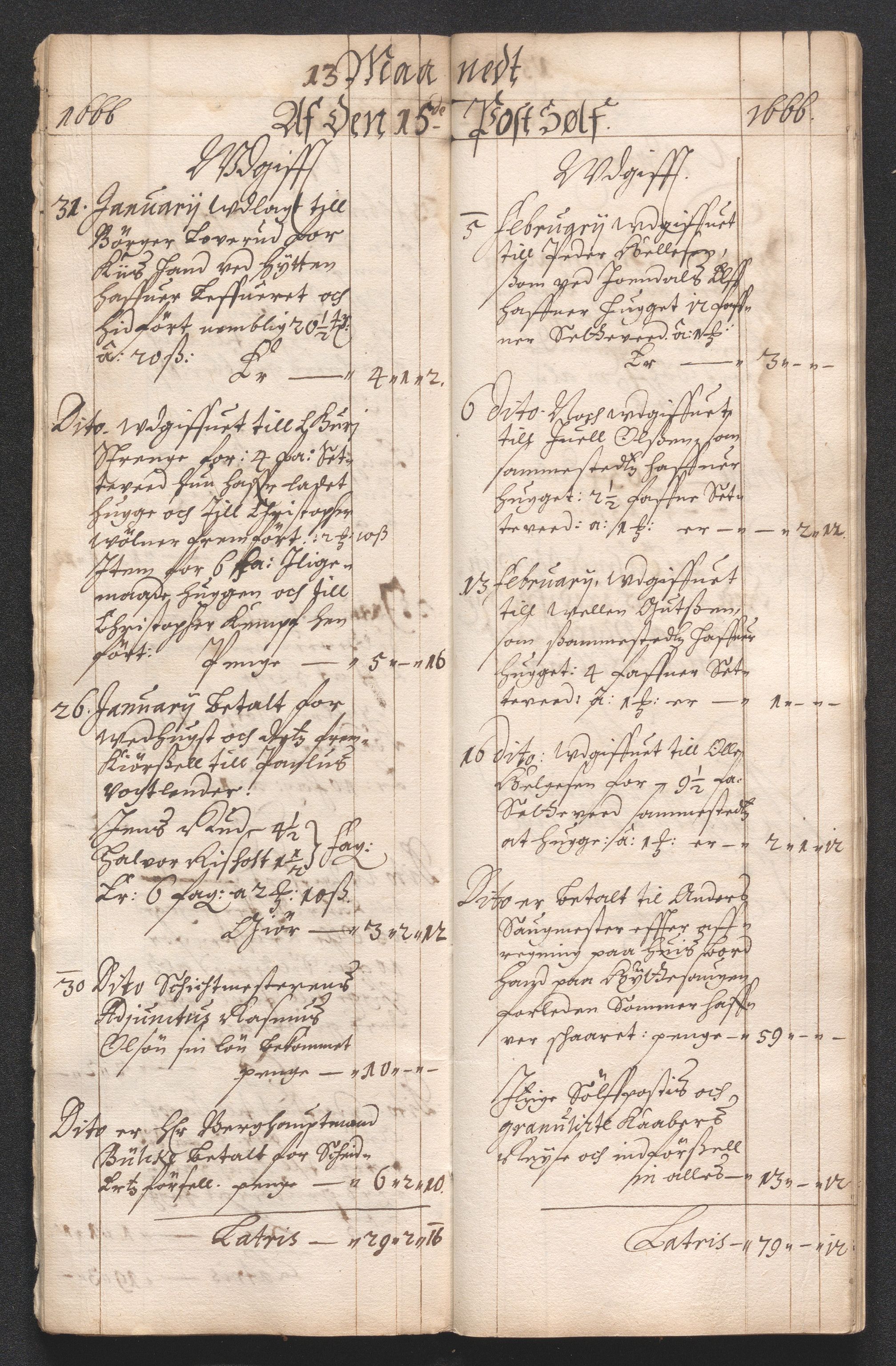 Kongsberg Sølvverk 1623-1816, SAKO/EA-3135/001/D/Dc/Dcd/L0039: Utgiftsregnskap for gruver m.m., 1666, p. 182