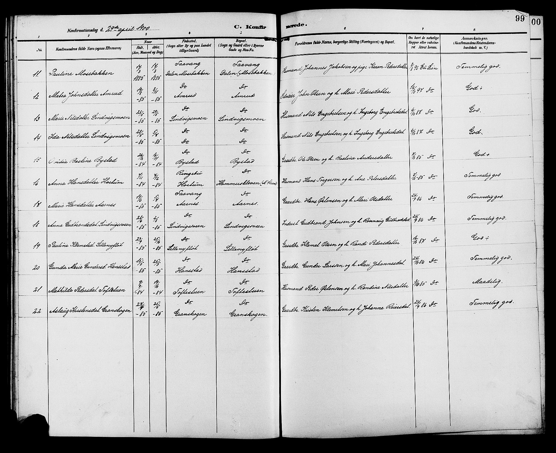 Ringebu prestekontor, AV/SAH-PREST-082/H/Ha/Hab/L0007: Parish register (copy) no. 7, 1890-1910, p. 99