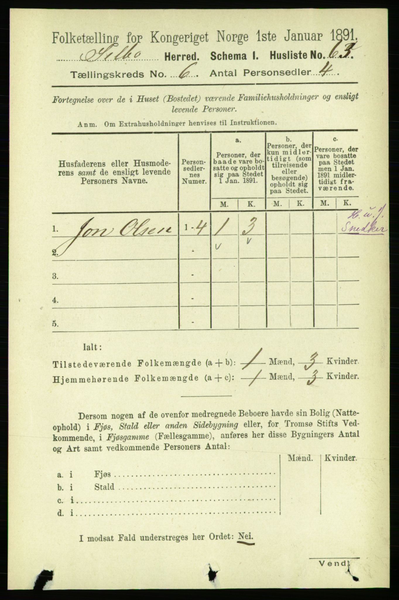 RA, 1891 census for 1664 Selbu, 1891, p. 2121