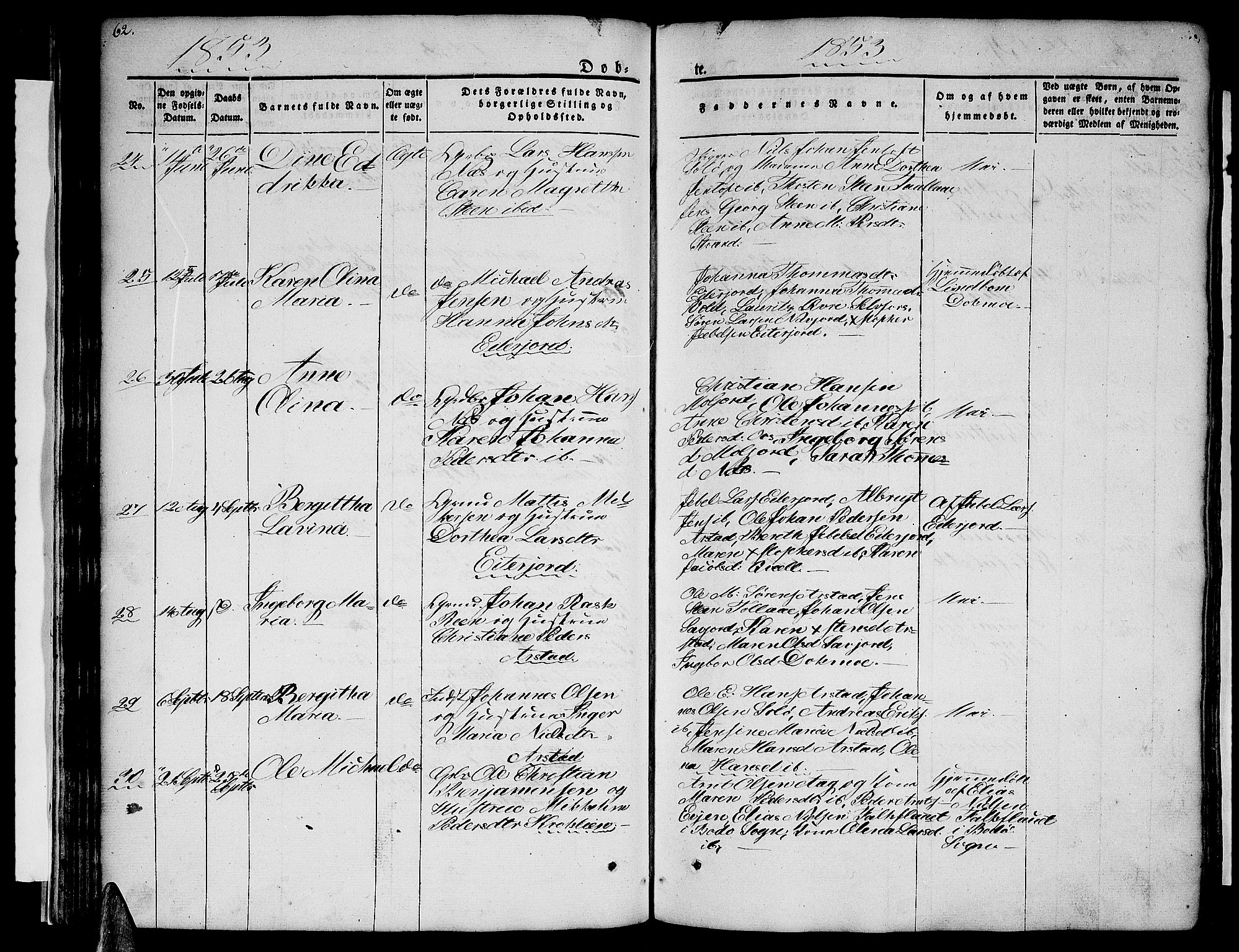 Ministerialprotokoller, klokkerbøker og fødselsregistre - Nordland, AV/SAT-A-1459/846/L0652: Parish register (copy) no. 846C02, 1841-1871, p. 62