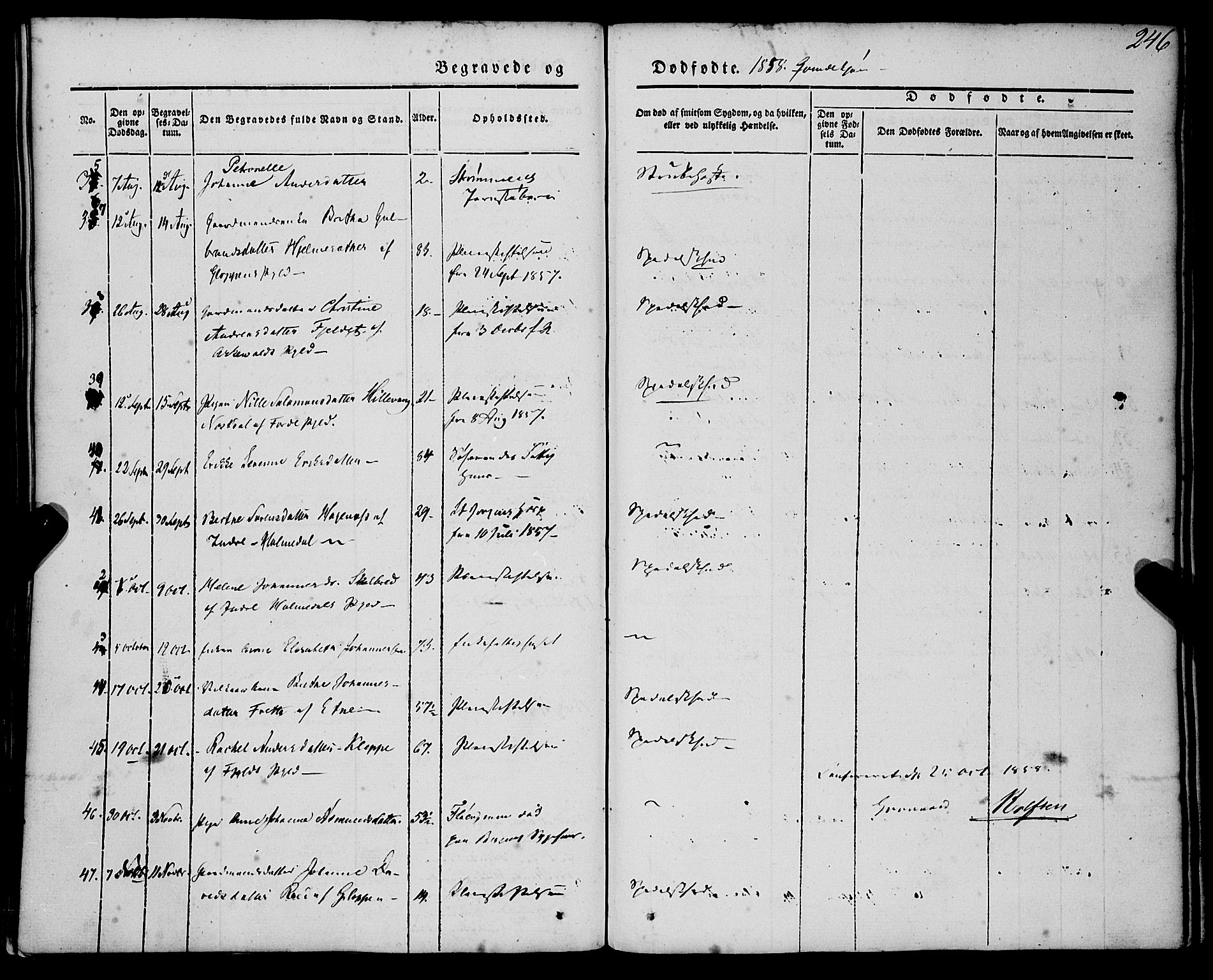 St. Jørgens hospital og Årstad sokneprestembete, AV/SAB-A-99934: Parish register (official) no. A 4, 1844-1863, p. 246