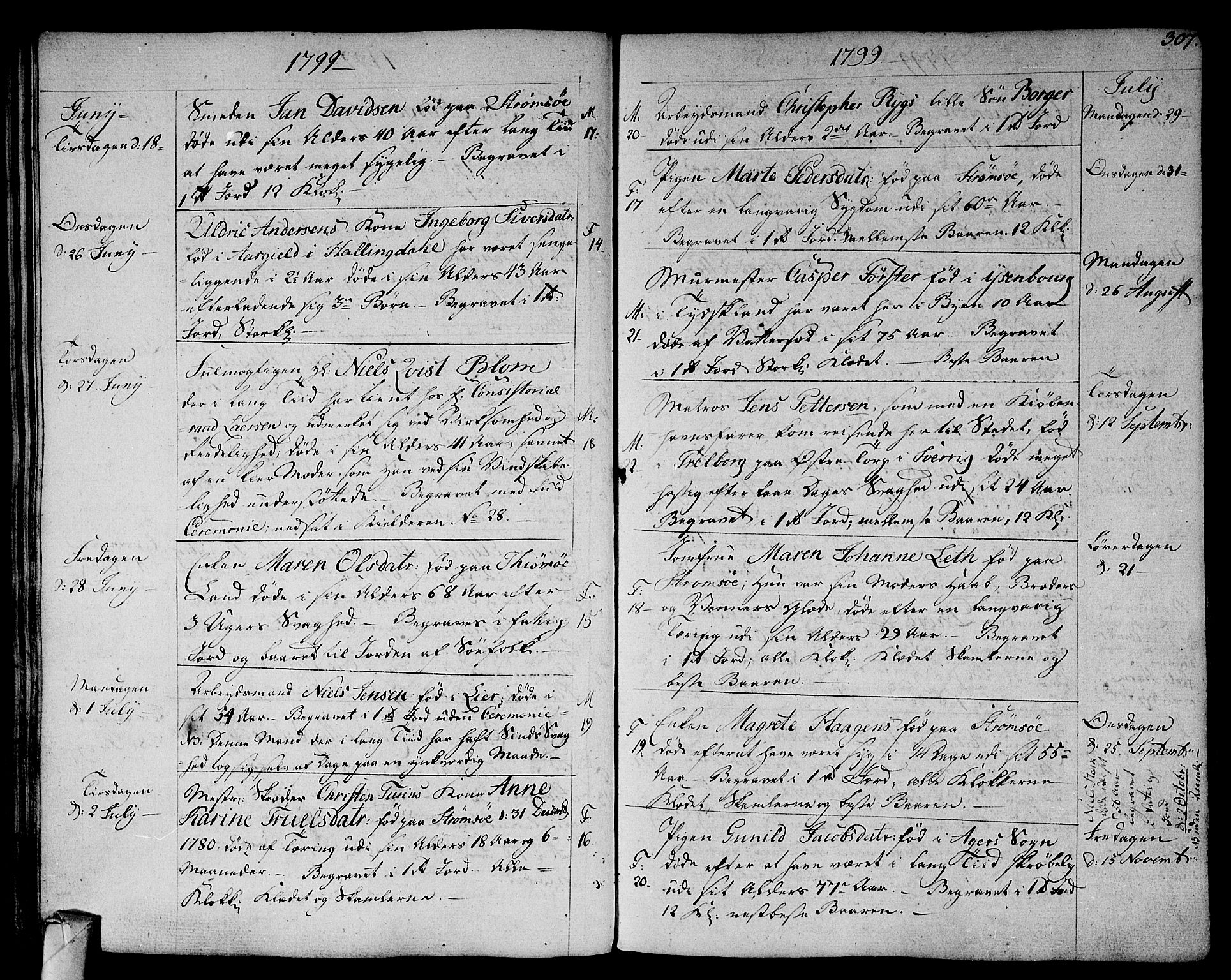 Strømsø kirkebøker, SAKO/A-246/F/Fa/L0010: Parish register (official) no. I 10, 1792-1822, p. 307