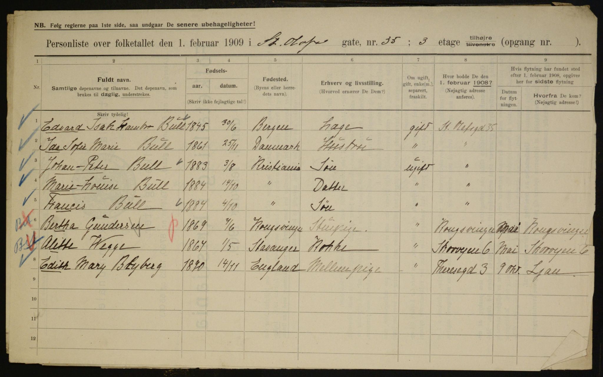 OBA, Municipal Census 1909 for Kristiania, 1909, p. 80280