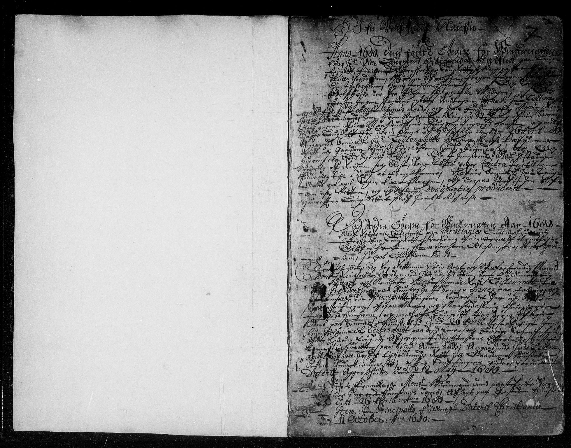 Christiania lagting, SAO/A-11131/F/Fa/L0008: Tingbok, 1680-1689, p. 0b-1a