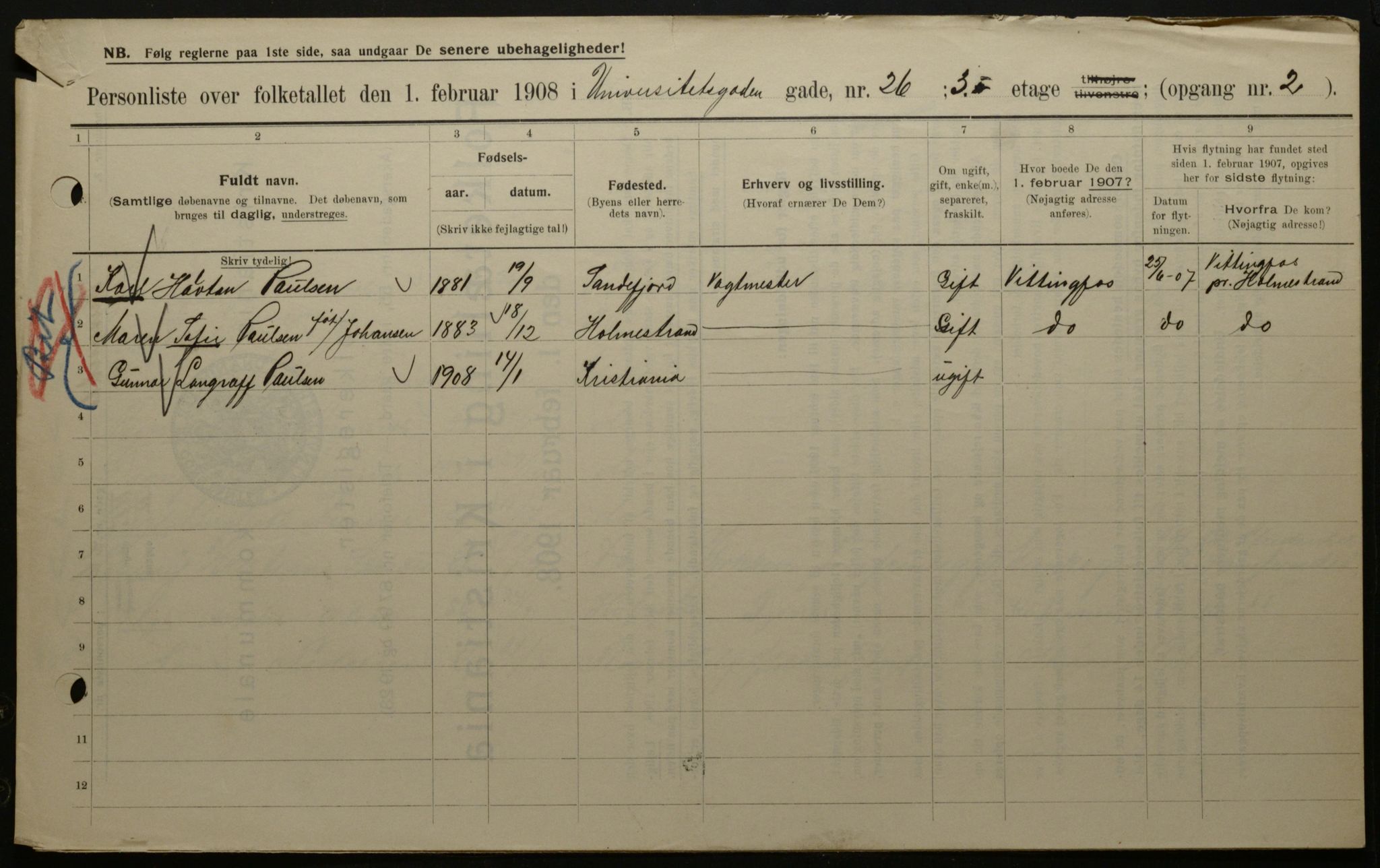 OBA, Municipal Census 1908 for Kristiania, 1908, p. 107868