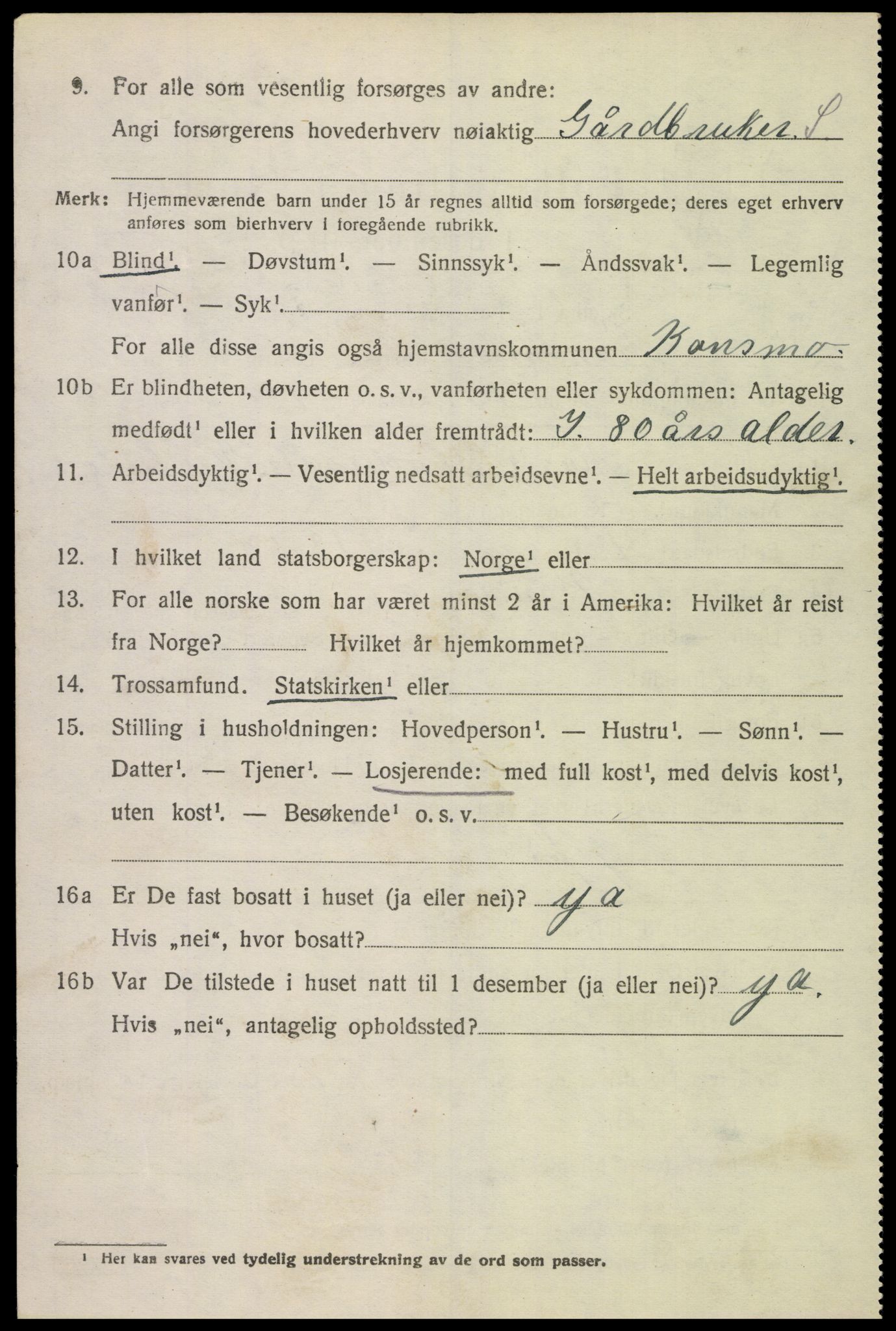 SAK, 1920 census for Konsmo, 1920, p. 1131