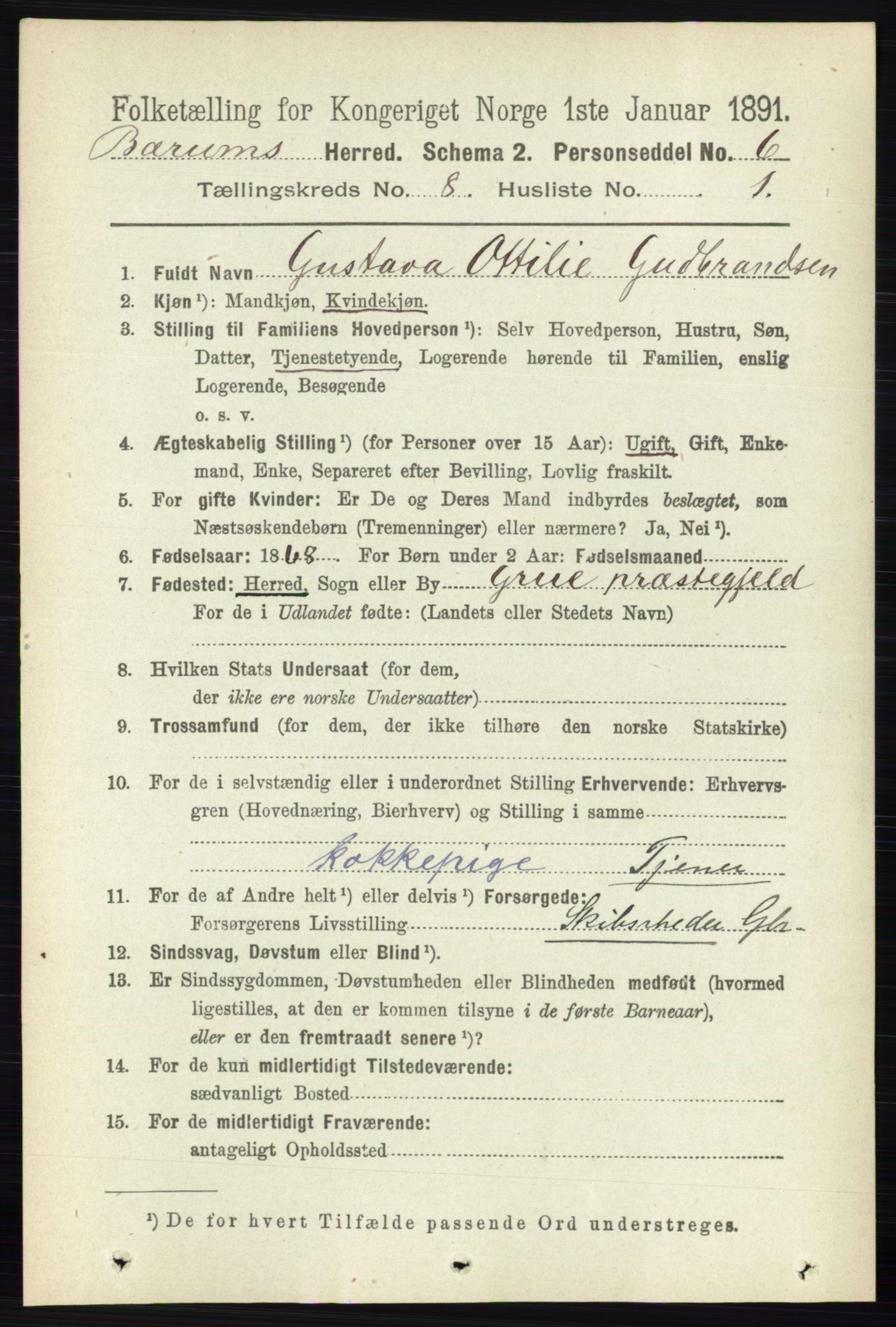 RA, 1891 census for 0219 Bærum, 1891, p. 4533