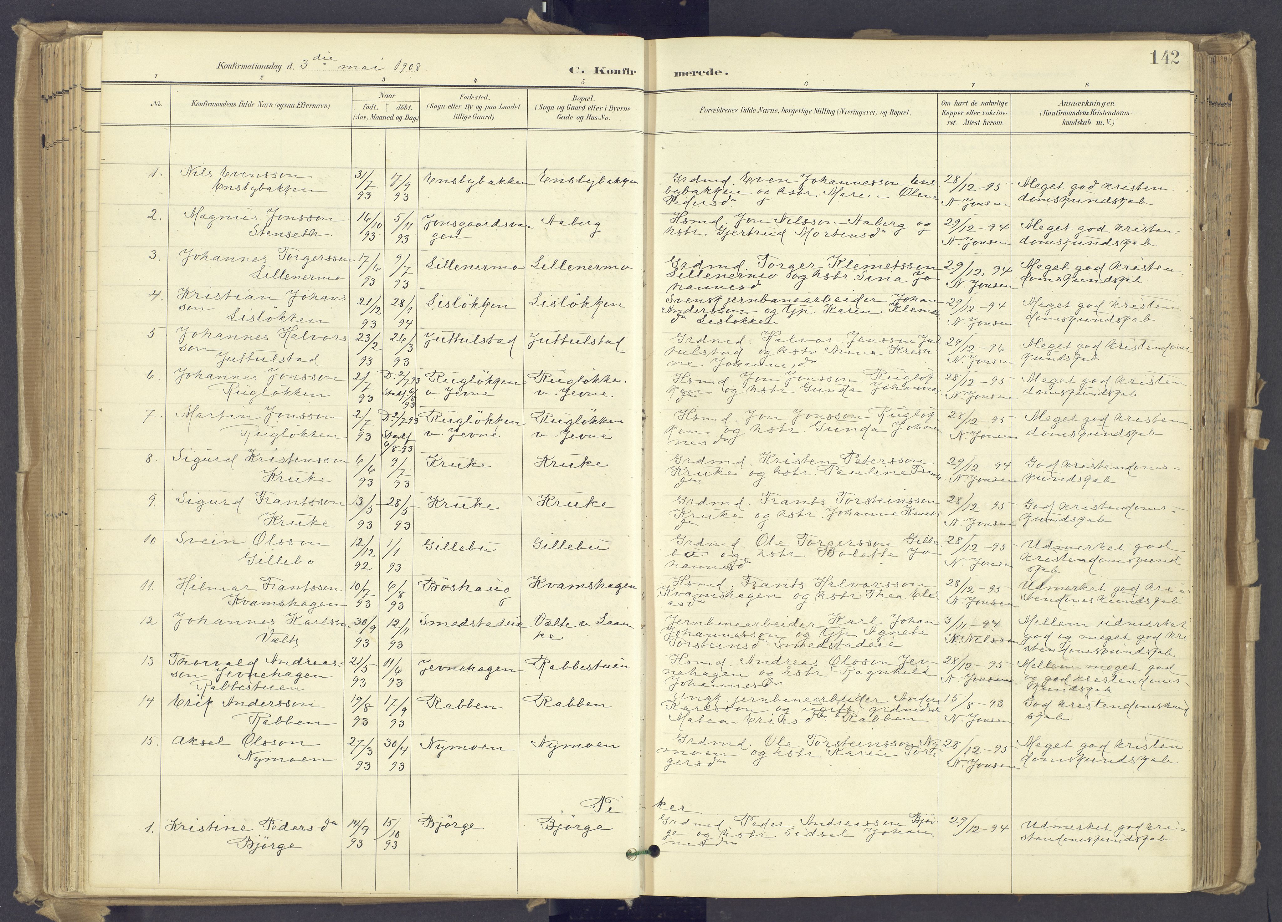 Øyer prestekontor, SAH/PREST-084/H/Ha/Haa/L0012: Parish register (official) no. 12, 1897-1920, p. 142