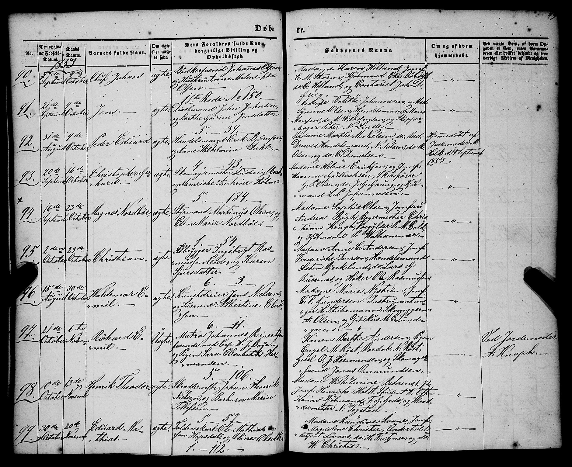 Nykirken Sokneprestembete, SAB/A-77101/H/Haa/L0014: Parish register (official) no. B 1, 1844-1858, p. 89