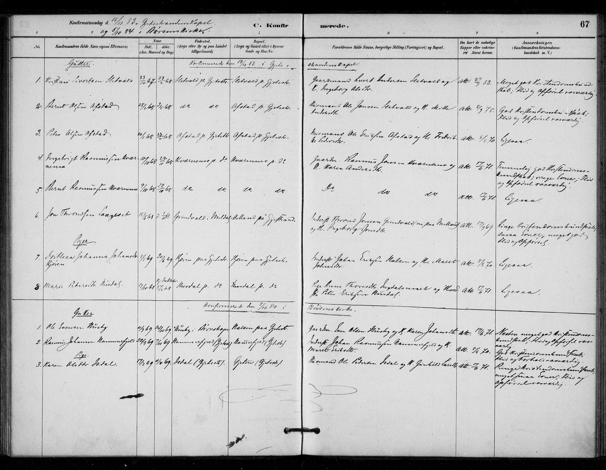 Ministerialprotokoller, klokkerbøker og fødselsregistre - Sør-Trøndelag, SAT/A-1456/670/L0836: Parish register (official) no. 670A01, 1879-1904, p. 67