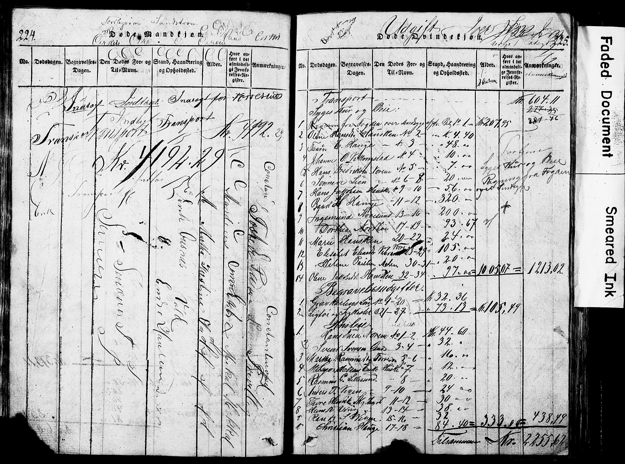 Torvastad sokneprestkontor, SAST/A -101857/H/Ha/Hab/L0002: Parish register (copy) no. B 2, 1817-1834, p. 224-225