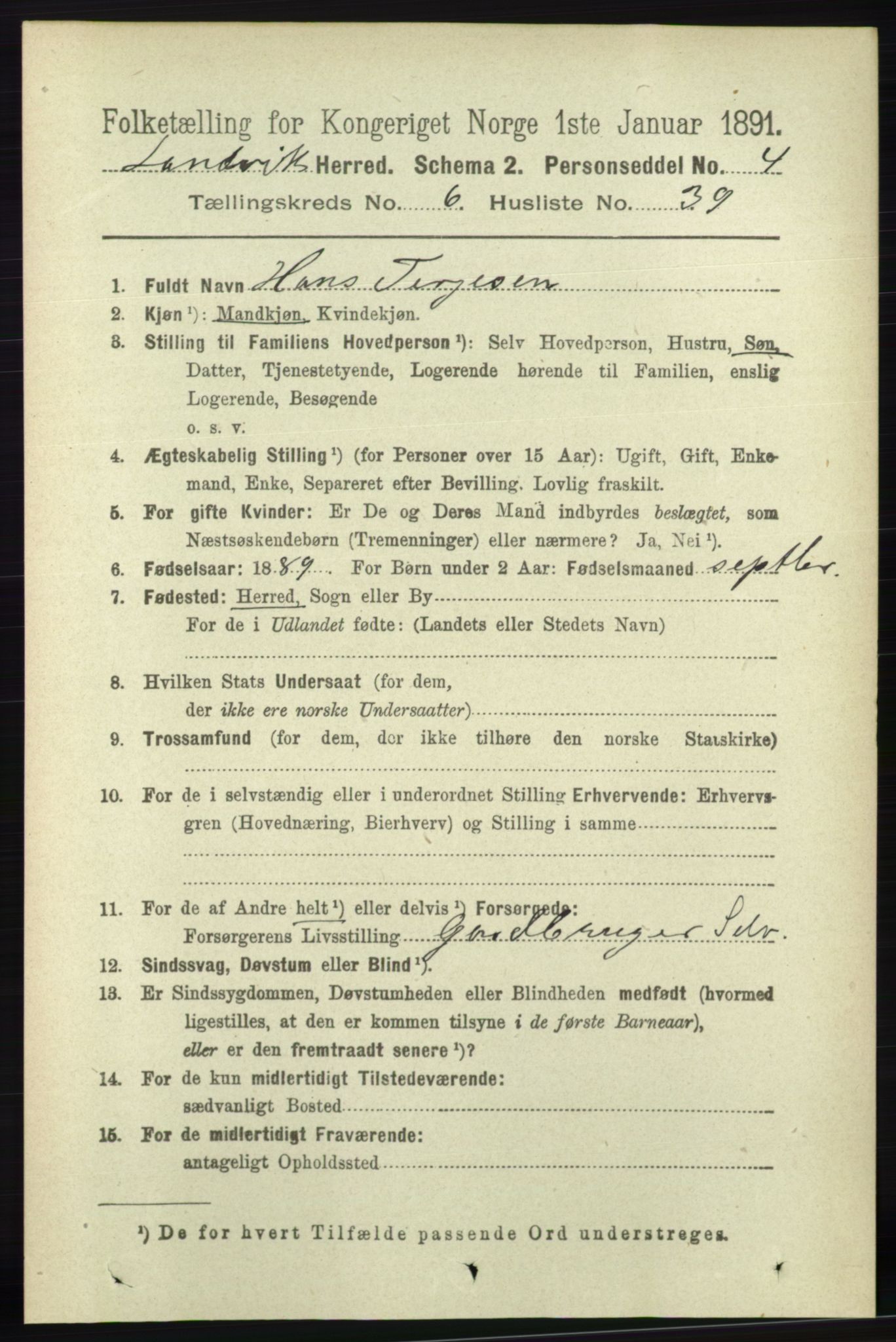 RA, 1891 census for 0924 Landvik, 1891, p. 2714