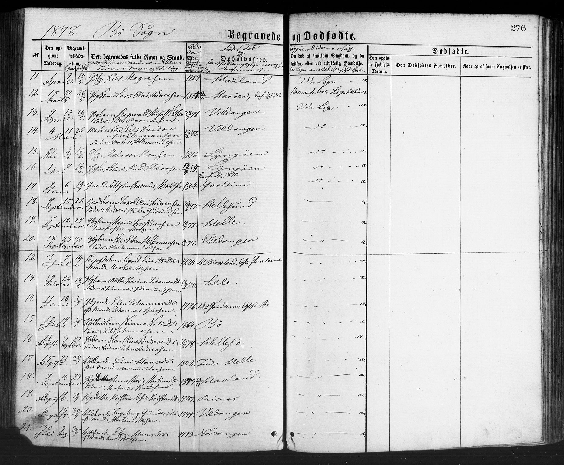 Manger sokneprestembete, SAB/A-76801/H/Haa: Parish register (official) no. A 8, 1871-1880, p. 276
